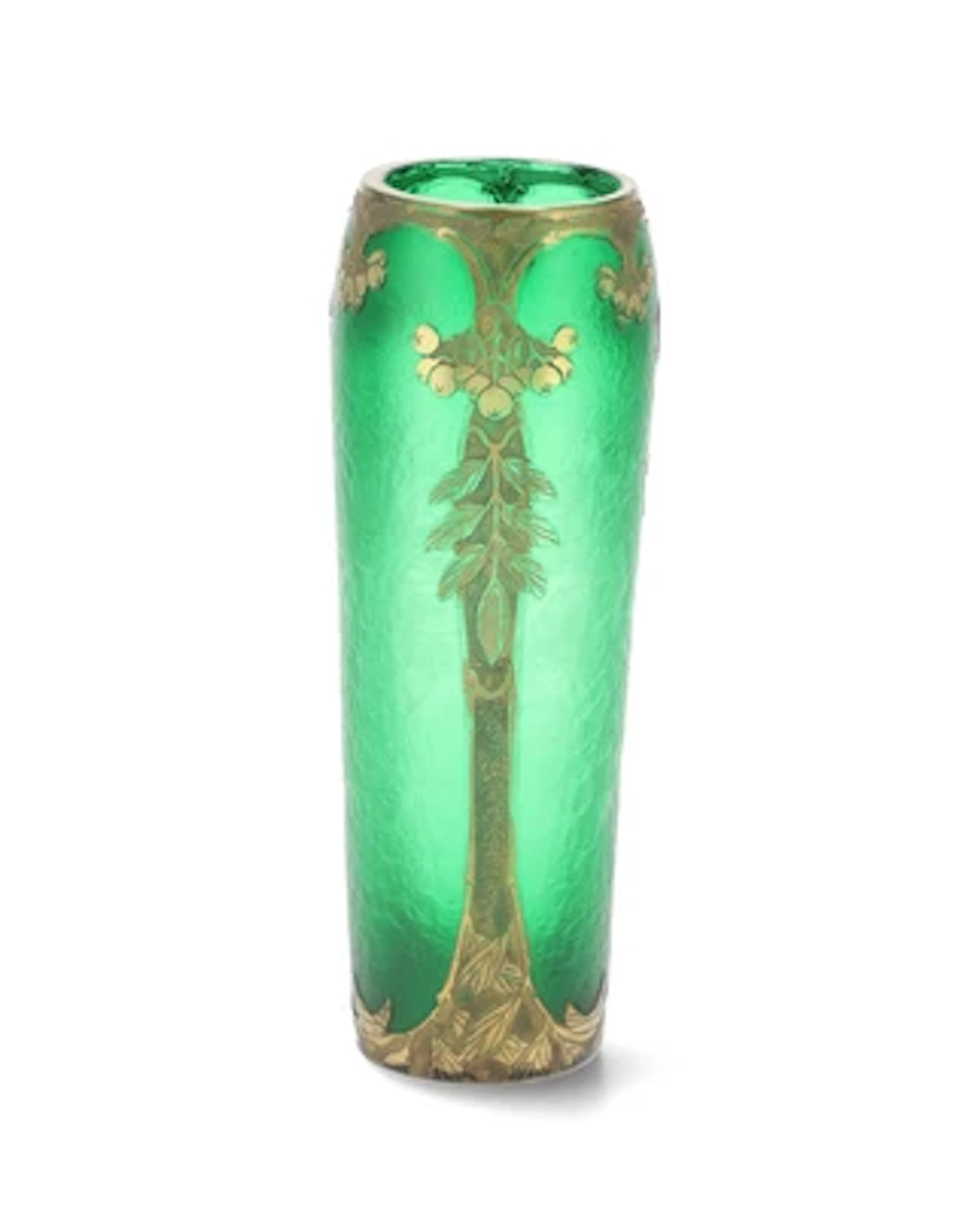 A vase with cherries and arabesque decoration, Legras & Cie., St.