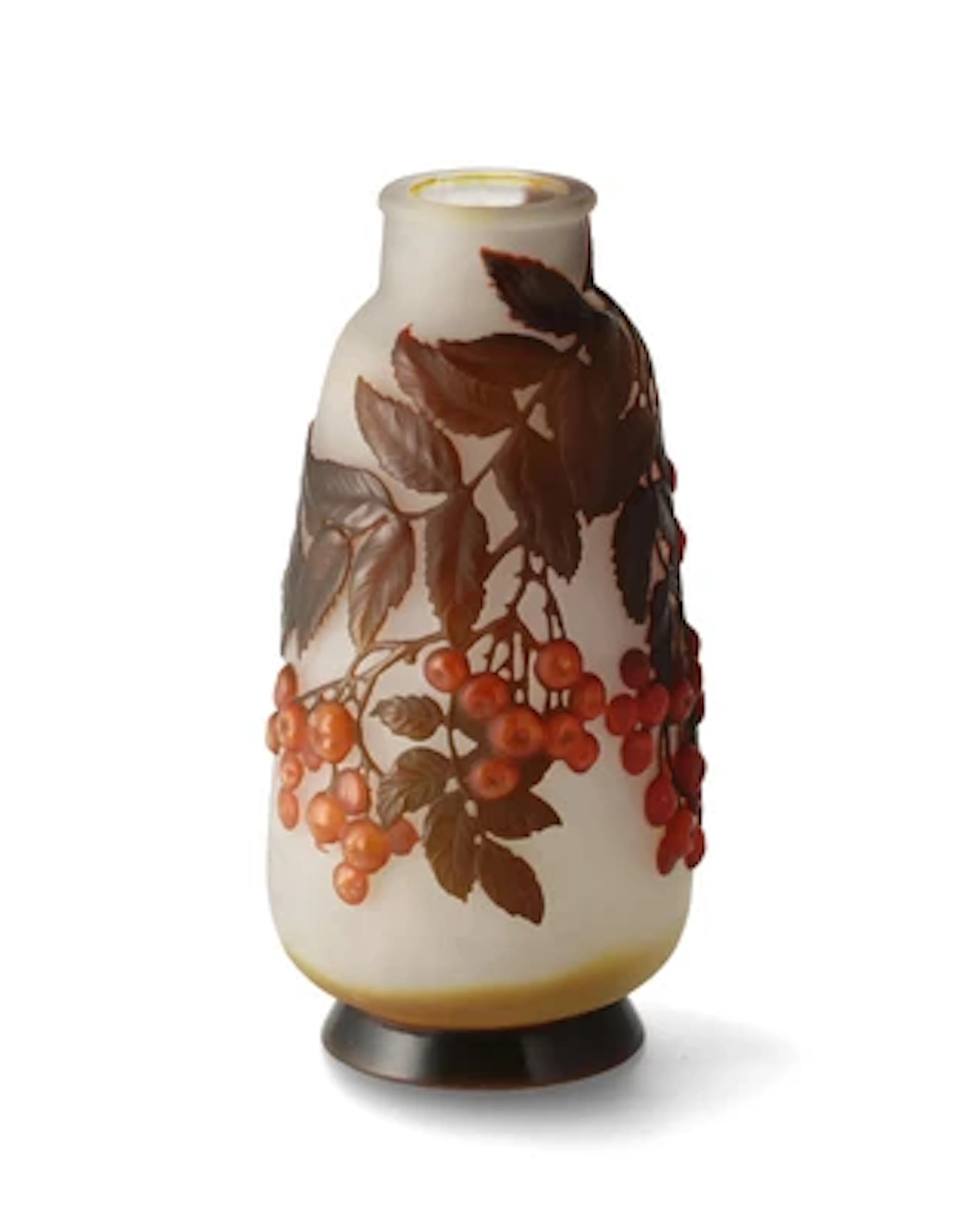 A vase with cherry branches, Emile Gallé, Nancy, c. 1925
