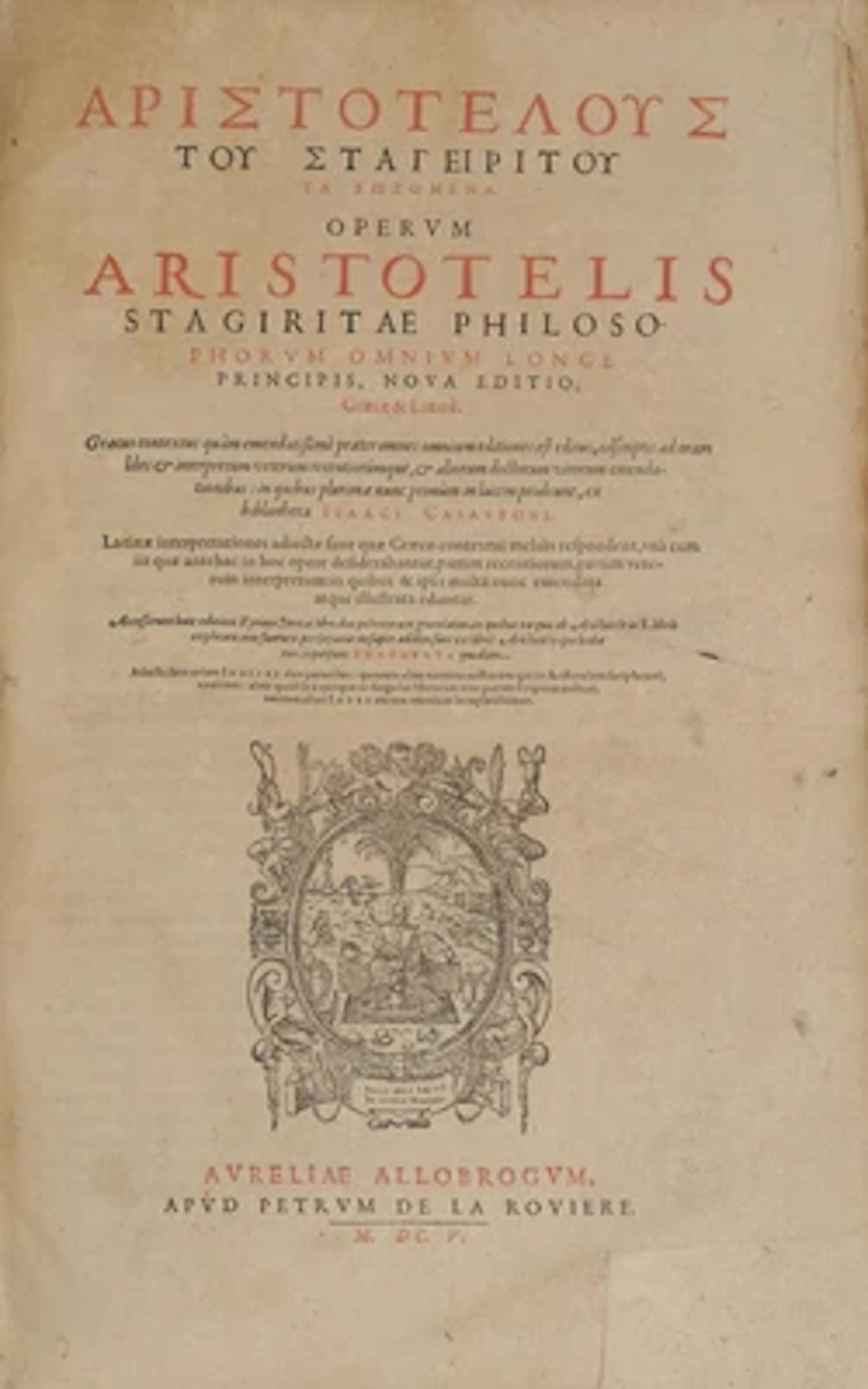 OPERUM ARISTOTELIS - LIBRORUM ARISTOTELIS.