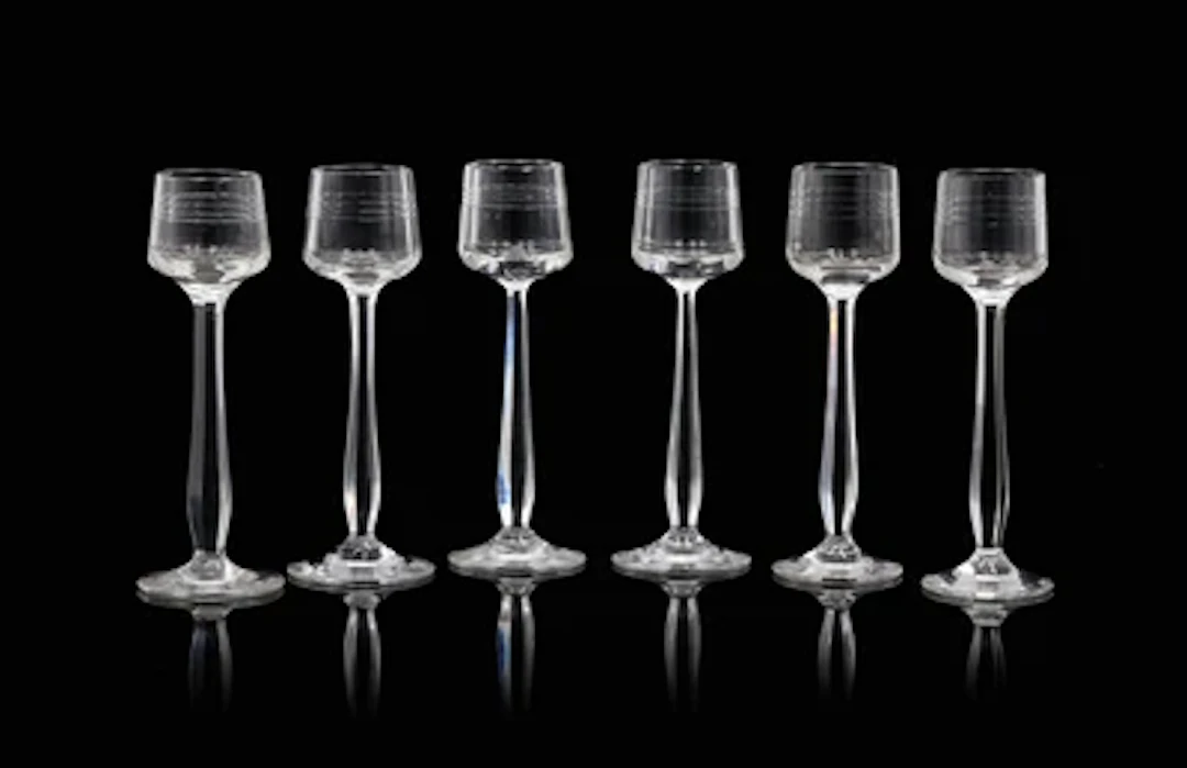 Six liqueur glasses, c. 1900/15
