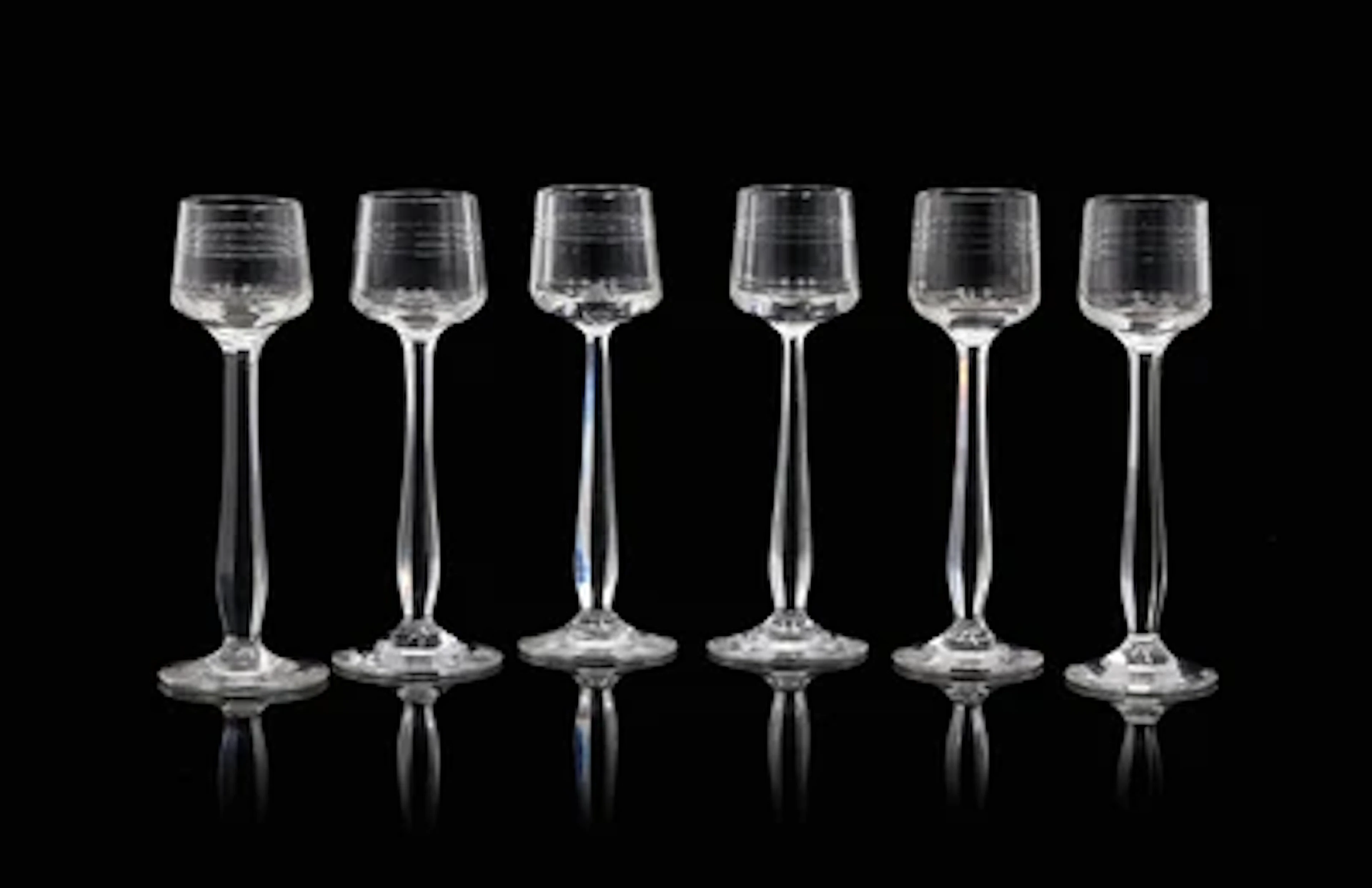 Six liqueur glasses, c. 1900/15