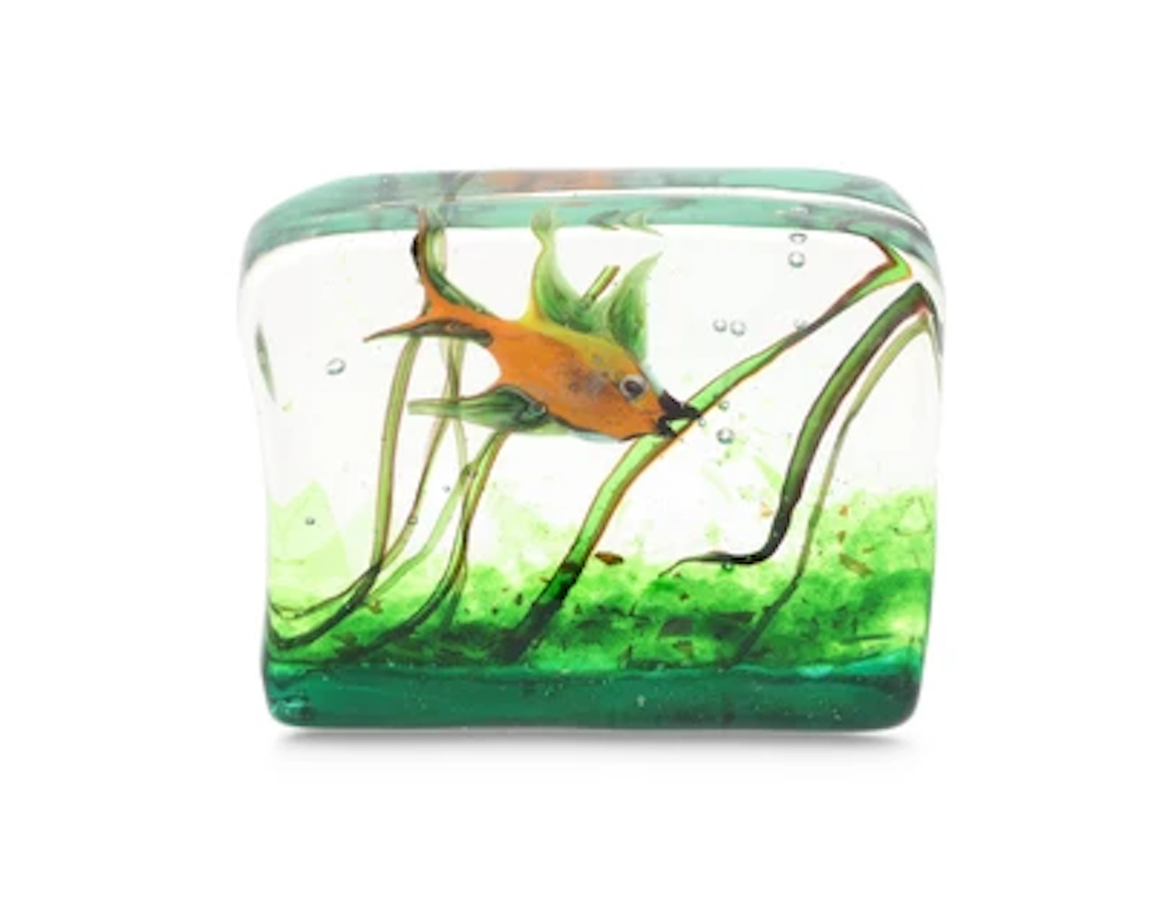 An aquarium with a fish in an underwater landscape, attributed to Gino Cenedese