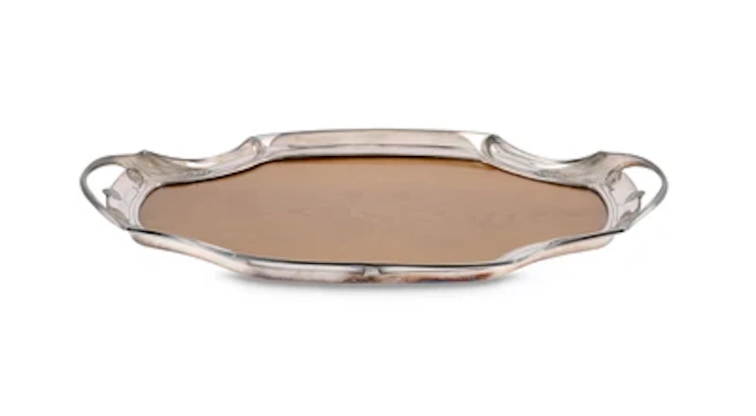 Versilbertes Henkeltablett mit Ährendekor, Argentorwerke Rust & Hetzel