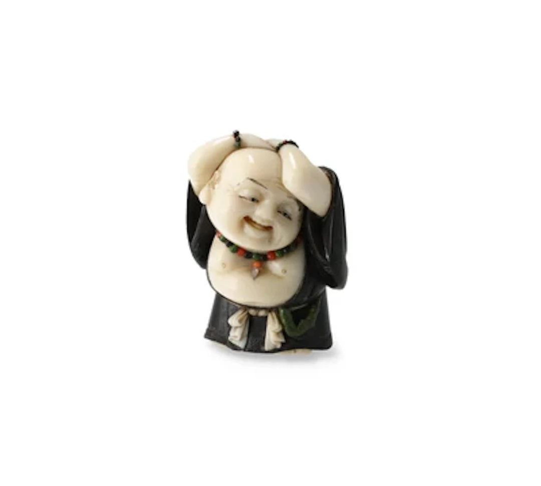 Netsuke des Hotei, Japan, 1. Drittel 20. Jh., signiert Akishige