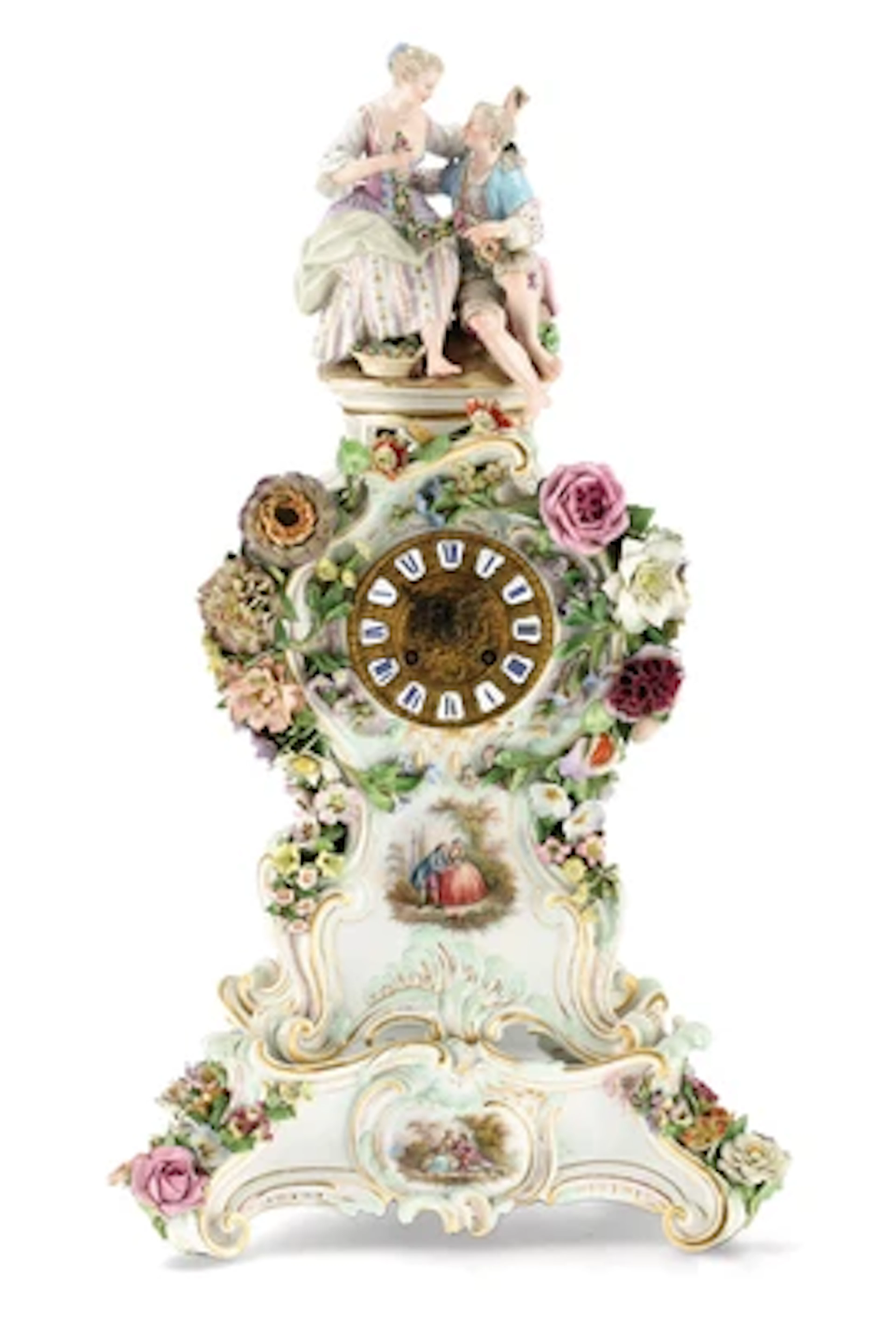 Kaminuhr auf Sockel, Meissen, Ende 19. Jh.