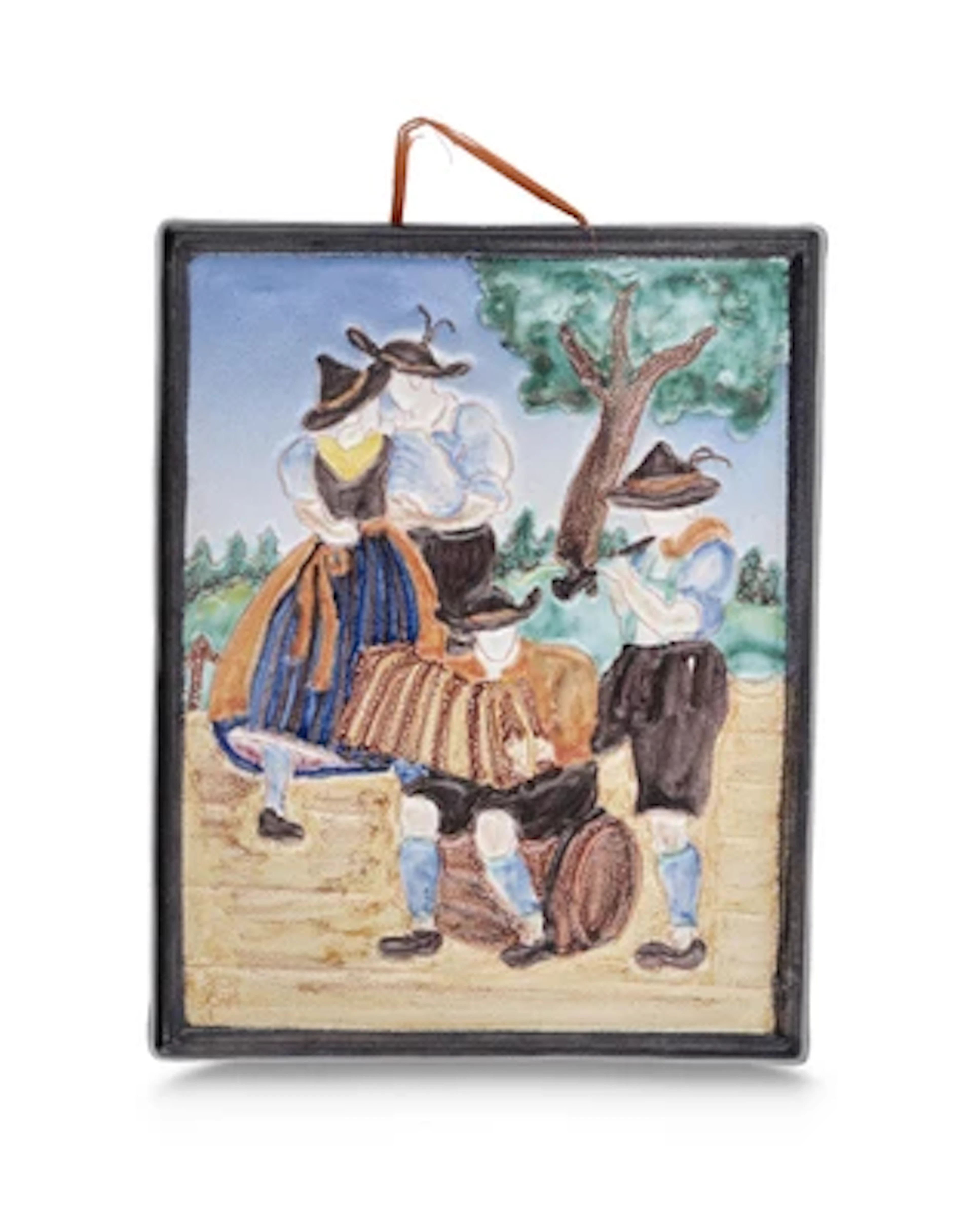 Ernst Huber, a wall tile with dancing couple and musicians, executed