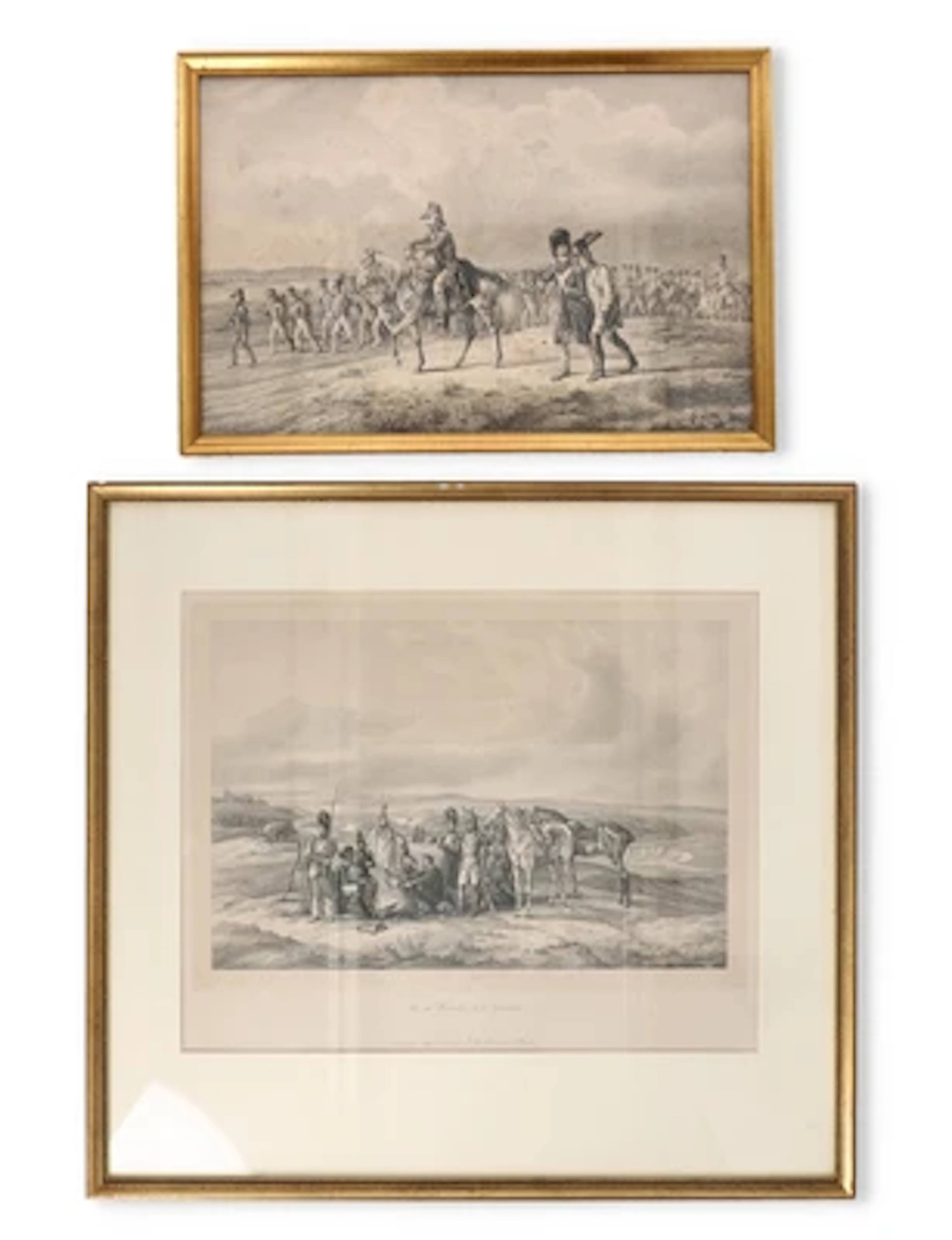 Koalitionskriege (Napoleonische Kriege) - Konvolut von 4 gerahmten Drucken: