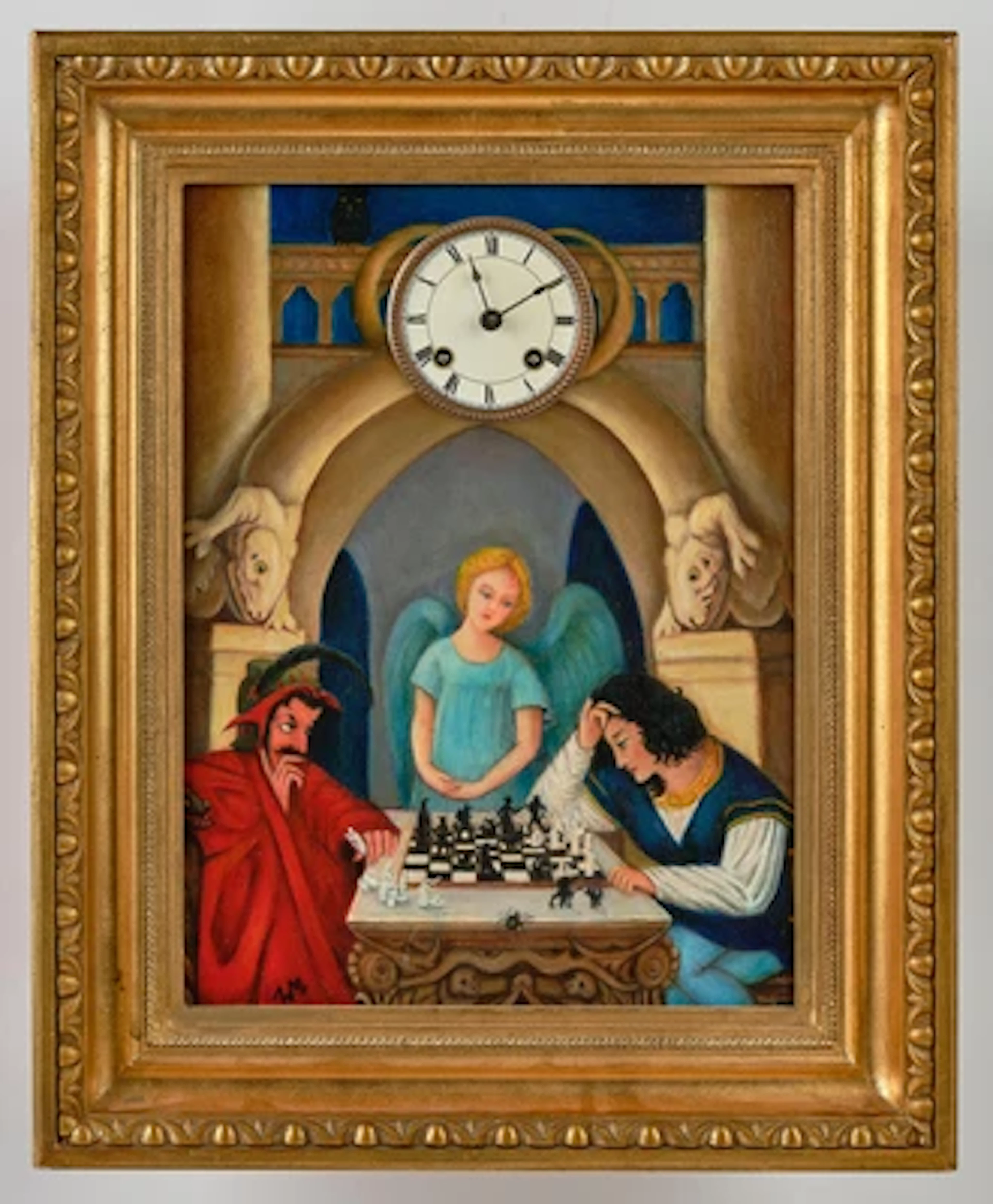 Bilderuhr im Biedermeierstil