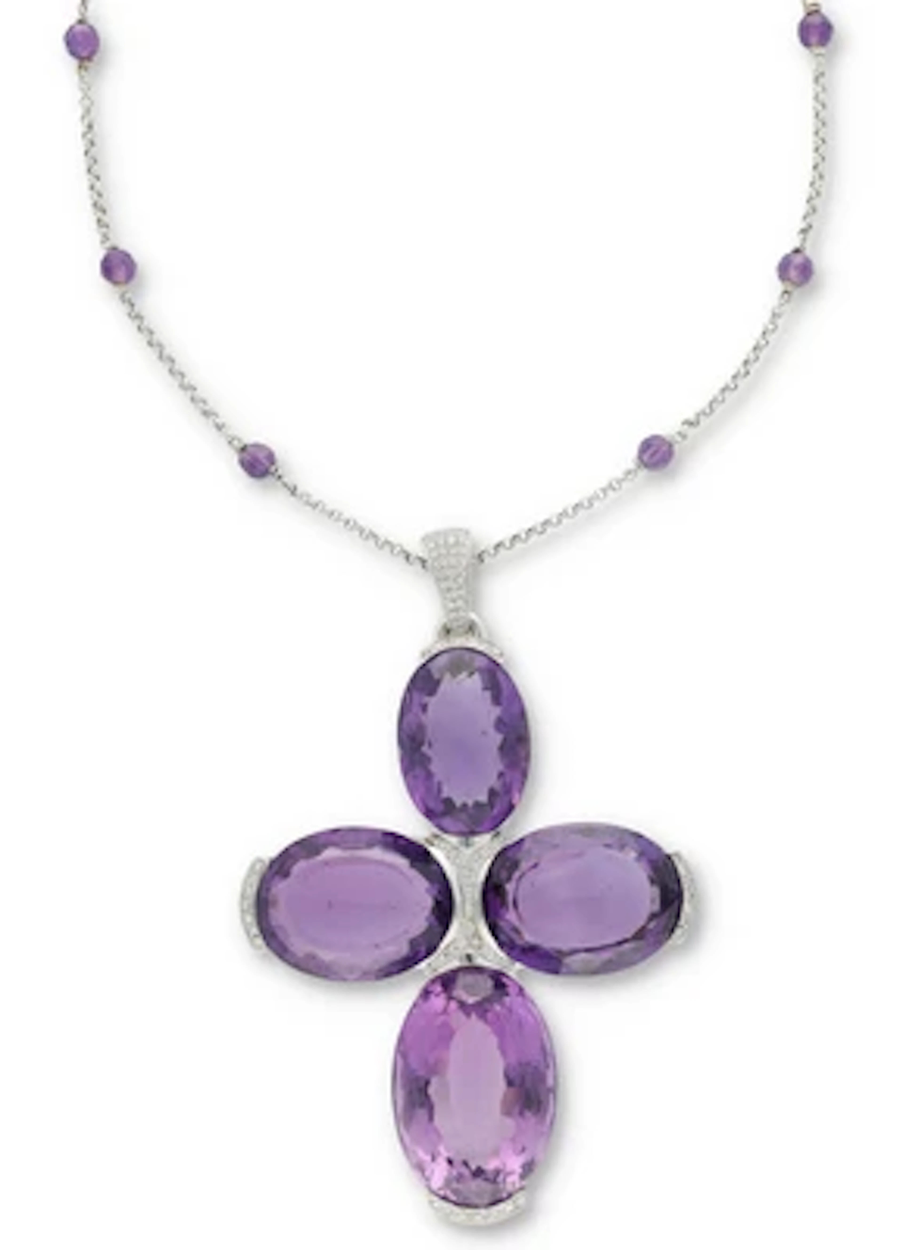 Sillam Amethyst und Brillanten Anhänger Kreuz