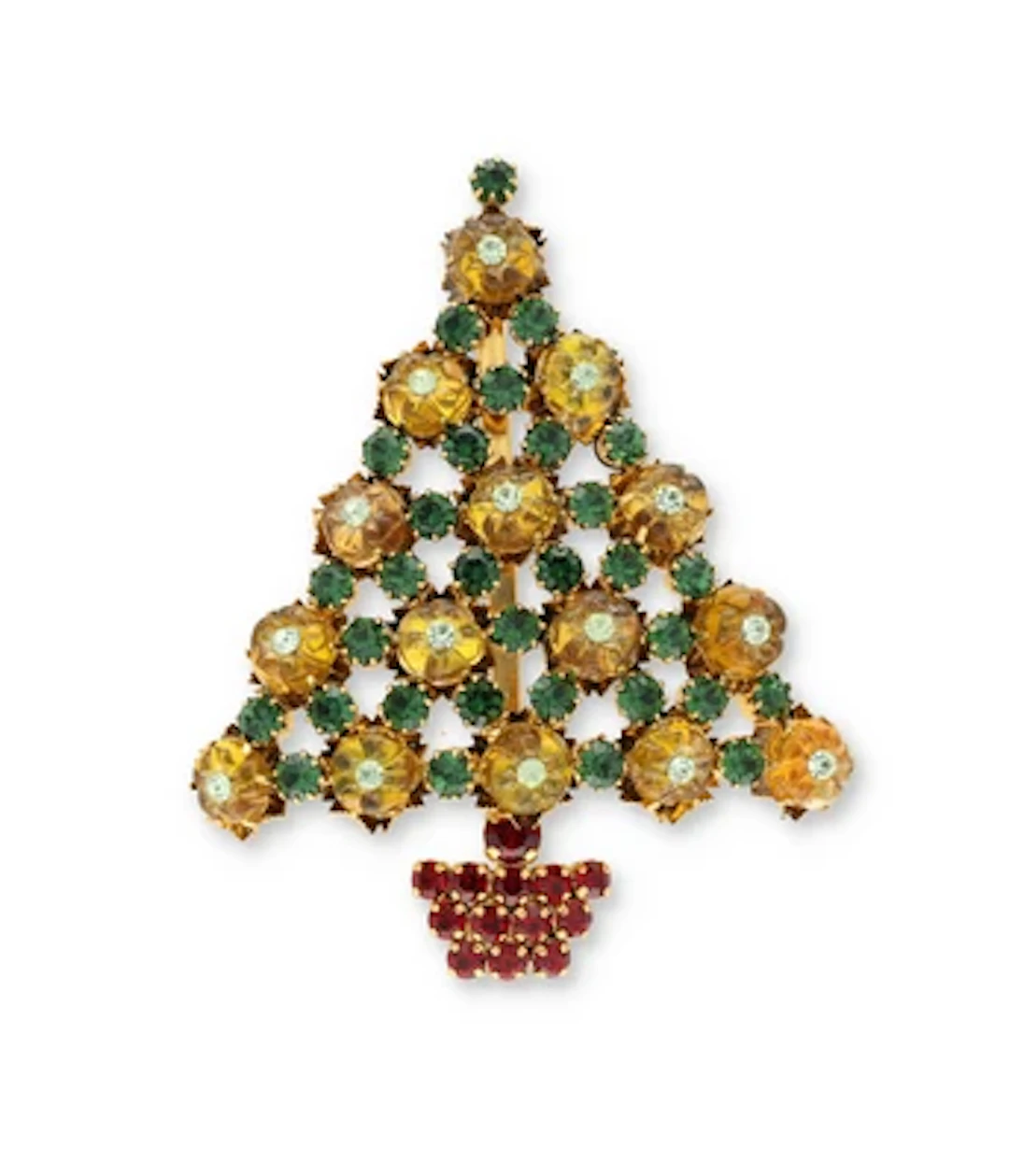 Weihnachtsbaum-Brosche, Rudolf Weiss, Kaufbeuten-Neugablonz um 1965/70