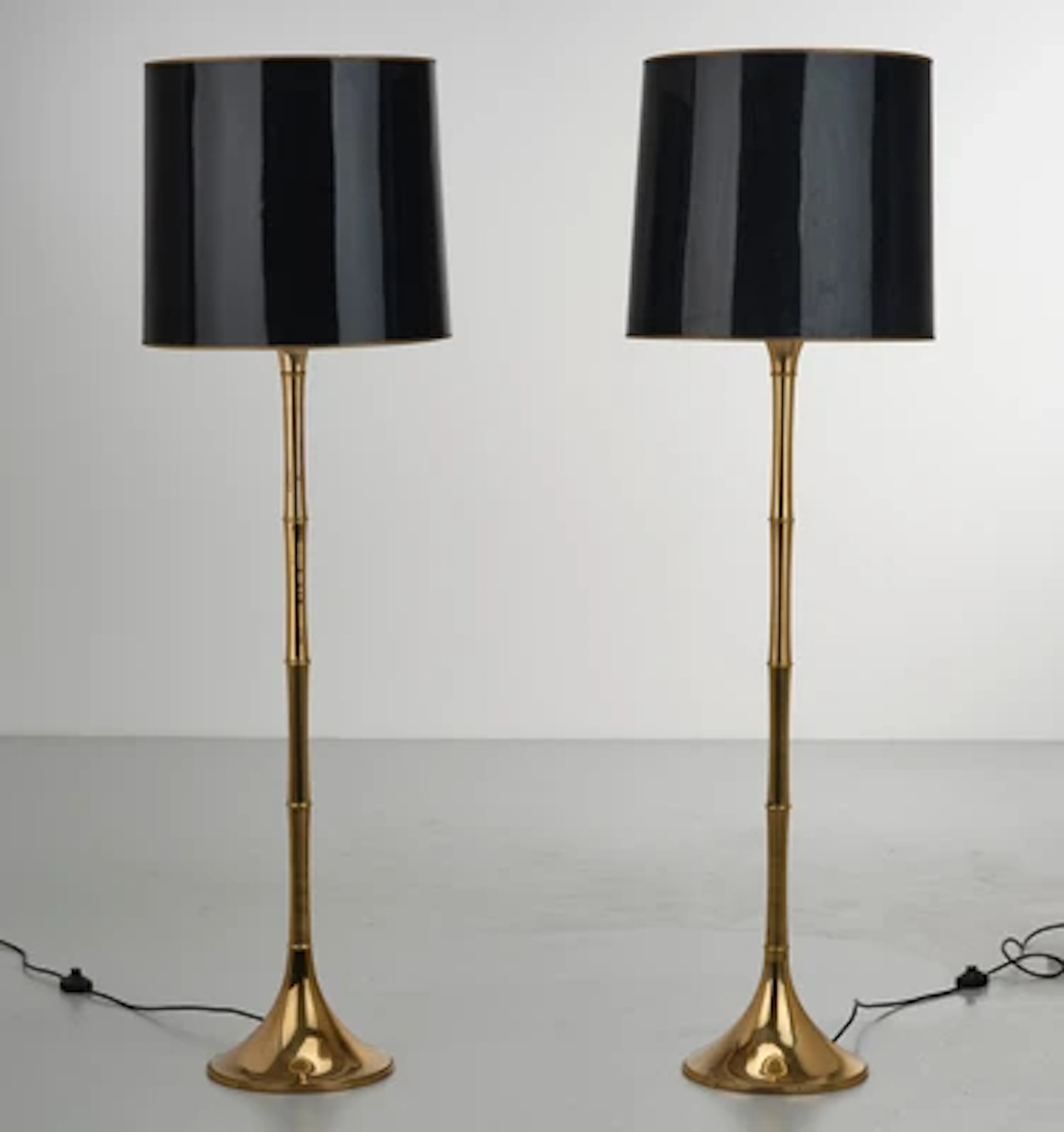 Two bamboo floor lamps mod. ML1F Bamboo, designed by Ingo Maurer