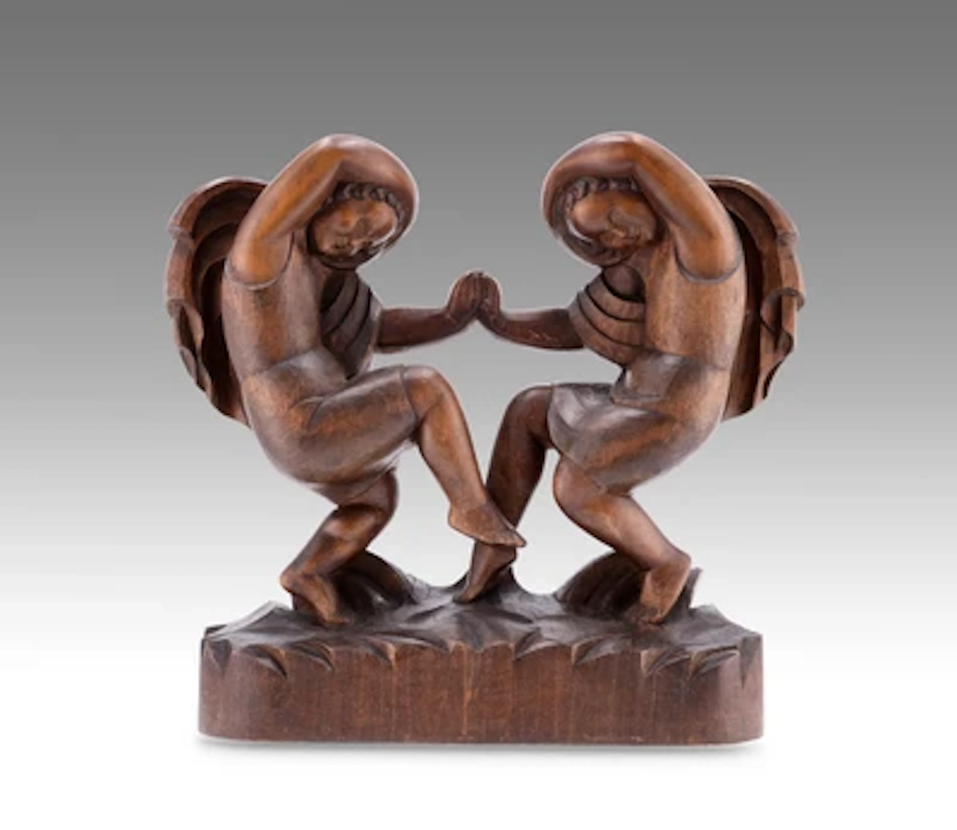 Ferdinand Opitz, Holzskulptur mit zwei Engeln, 1928