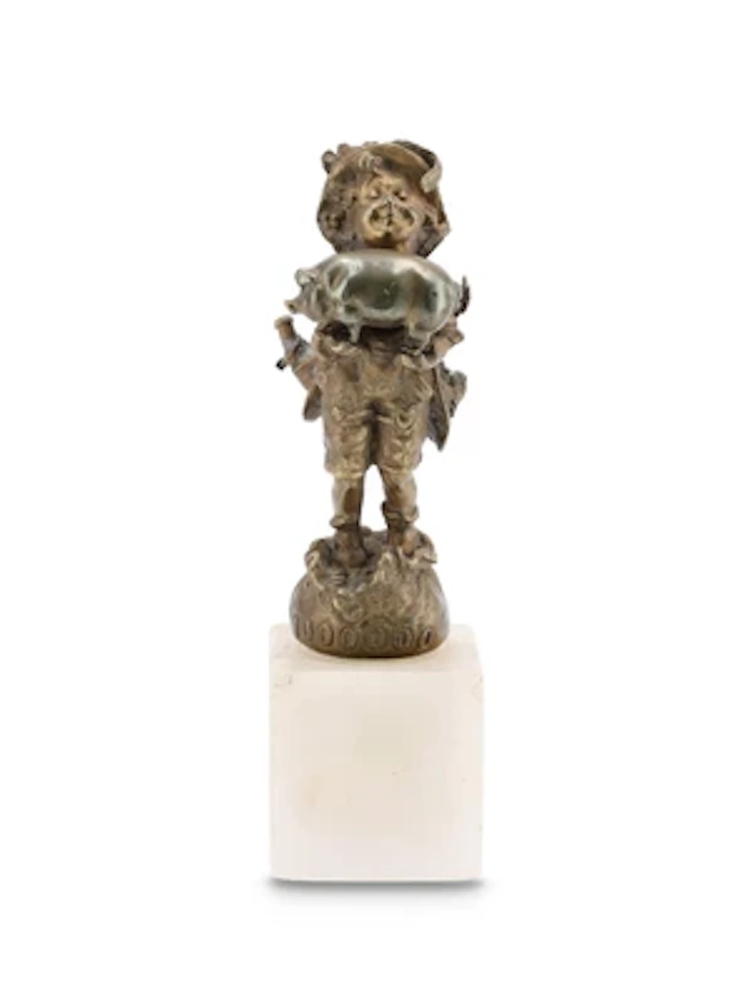 Carl Kauba (Vienna 1865-1922), a bronze figure of a boy with a pig