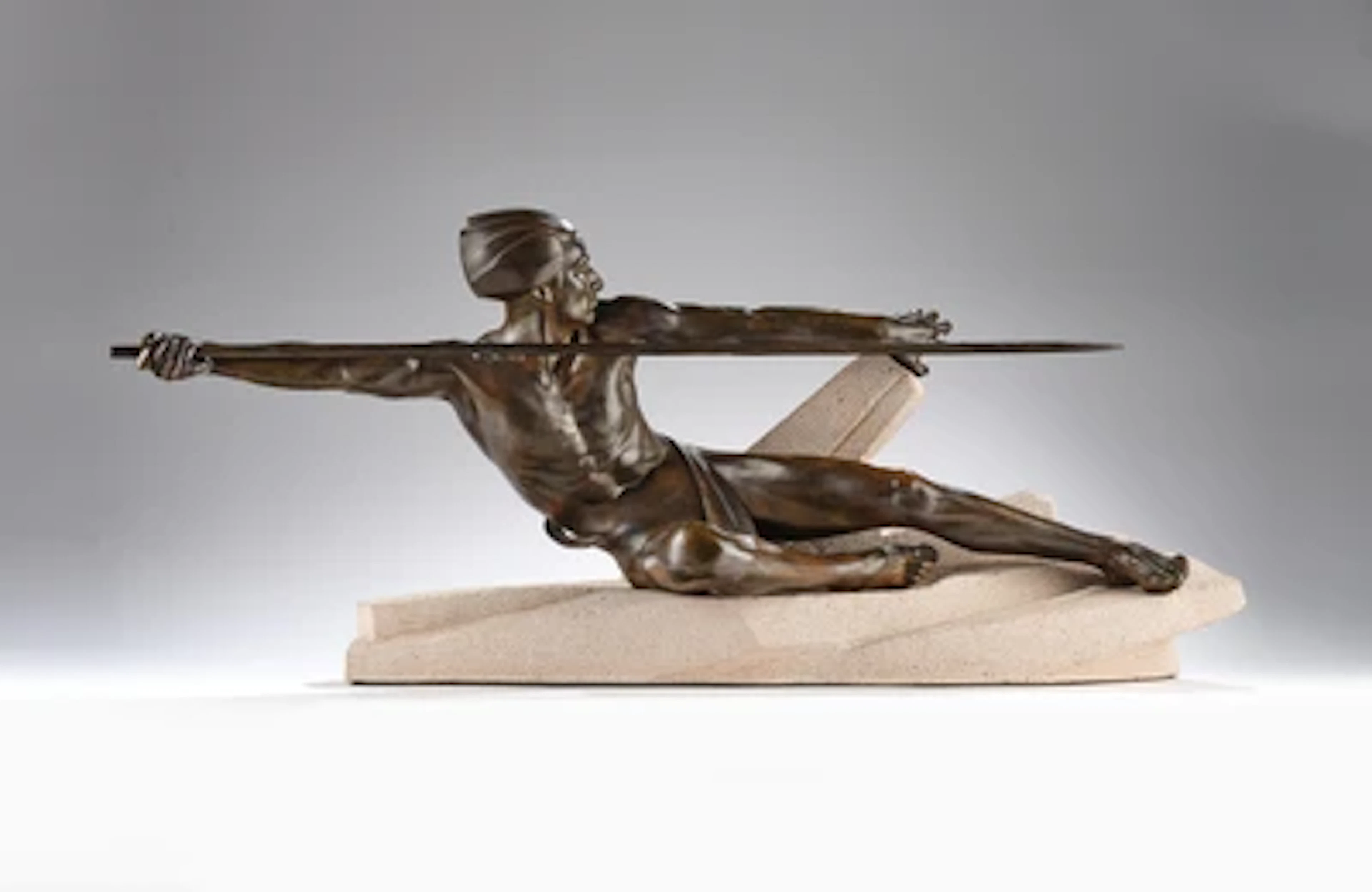 Max Le Verrier (Neuilly-sur-Seine, 1891-1973), große Bronzeskulptur eines Speerwerfers