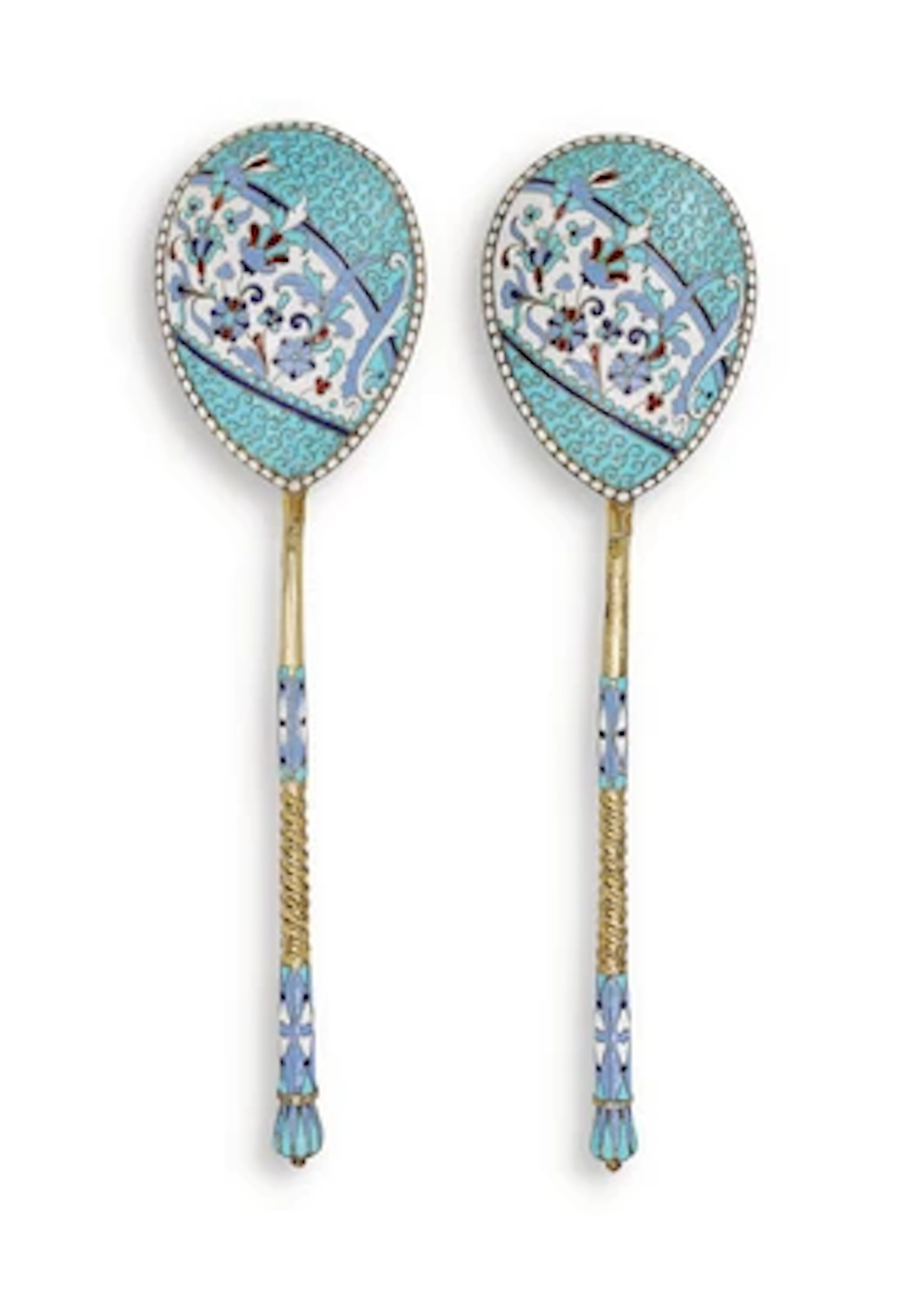 A Pair of Muscovite Cloisonné Spoons