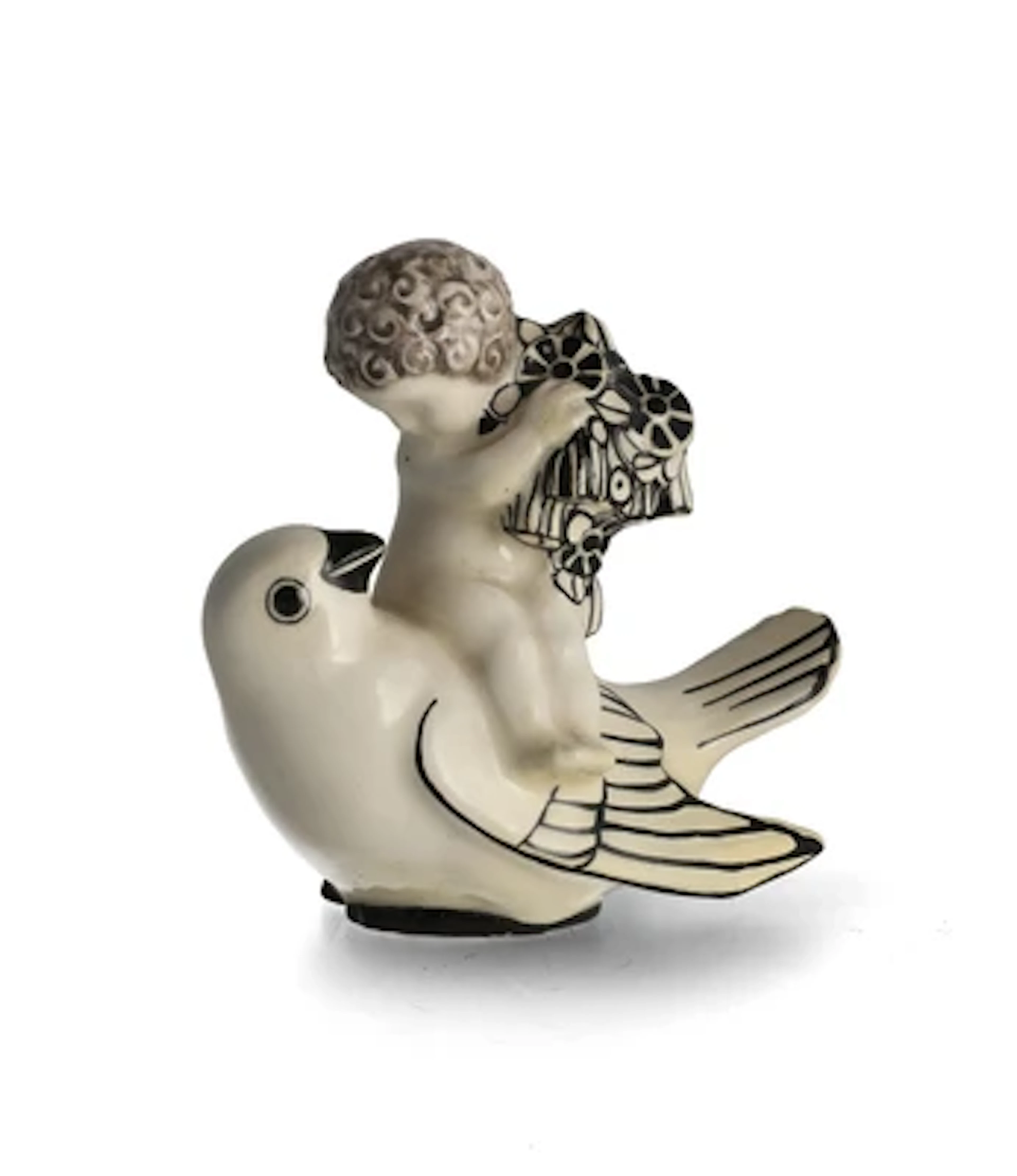 Michael Powolny, a putto on a bird, WK model number 245, designed