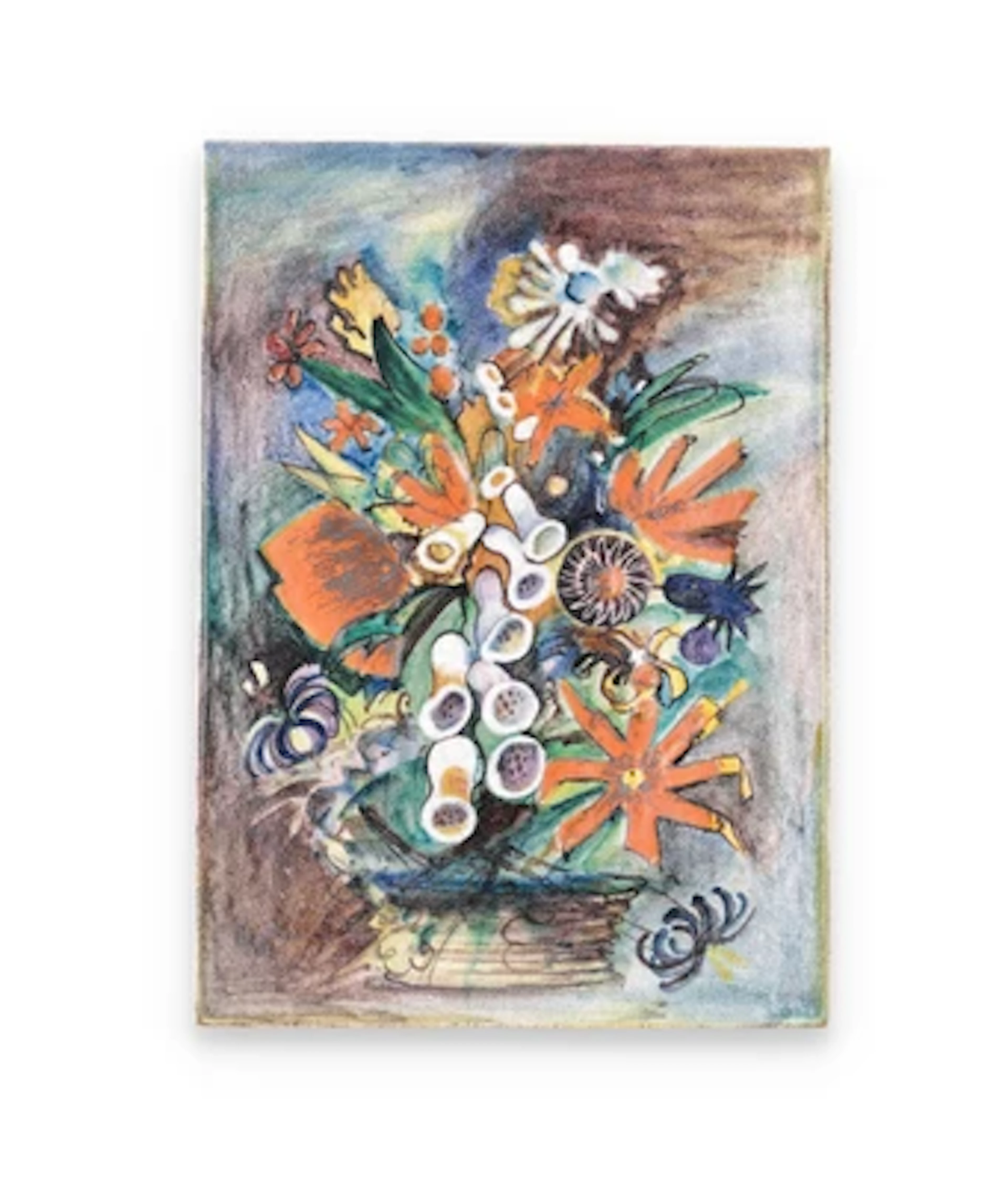 Wandbild 'Fingerhut', Entwurf: Ernst Huber, Schleiss Keramik, Gmunden, nach 1926