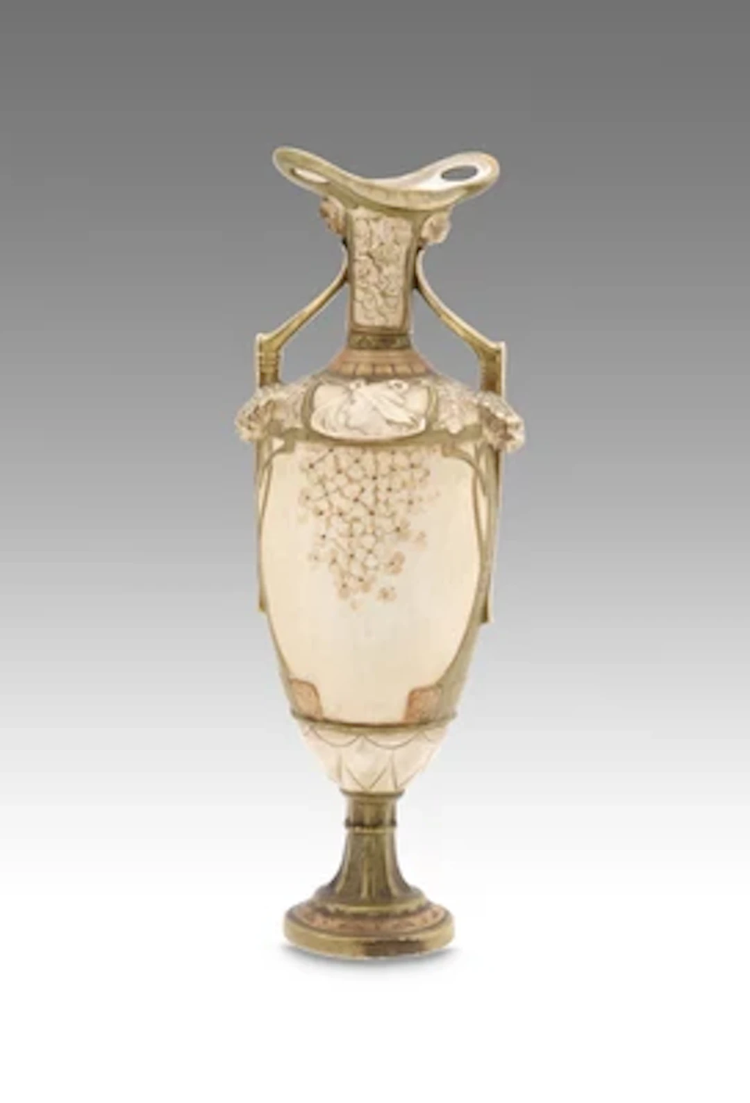 A handled vase with floral decoration, Royal Dux, Eichwald, c. 1912-22