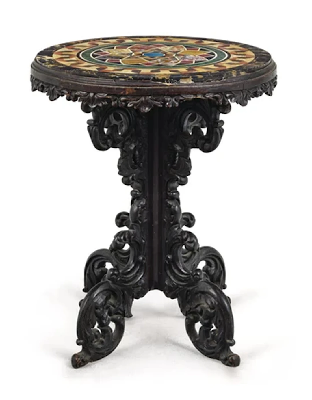 A Round Historicist Table with Pietra Dura Top