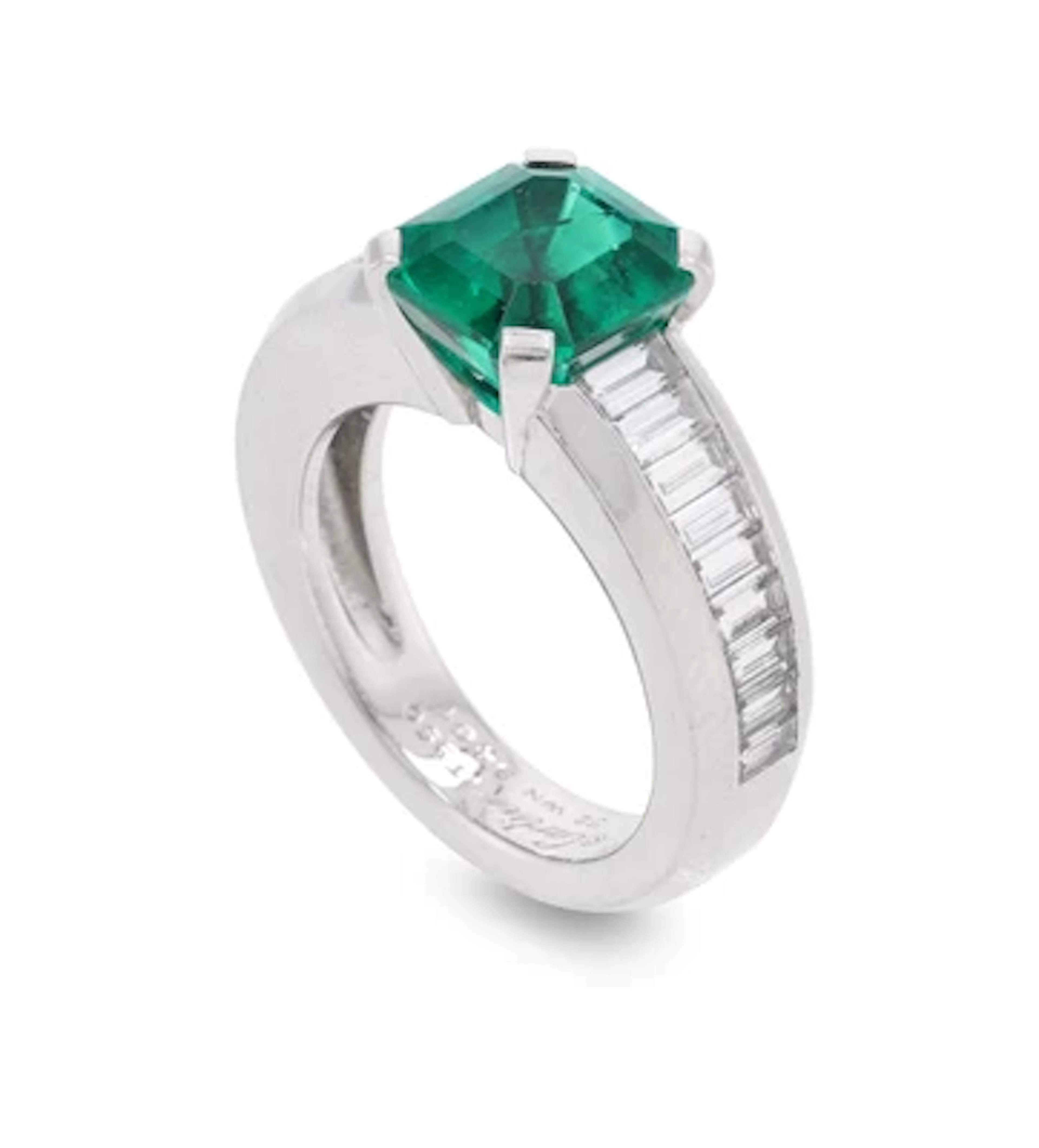 Cartier diamond ring with Colombian emerald 3.04 ct