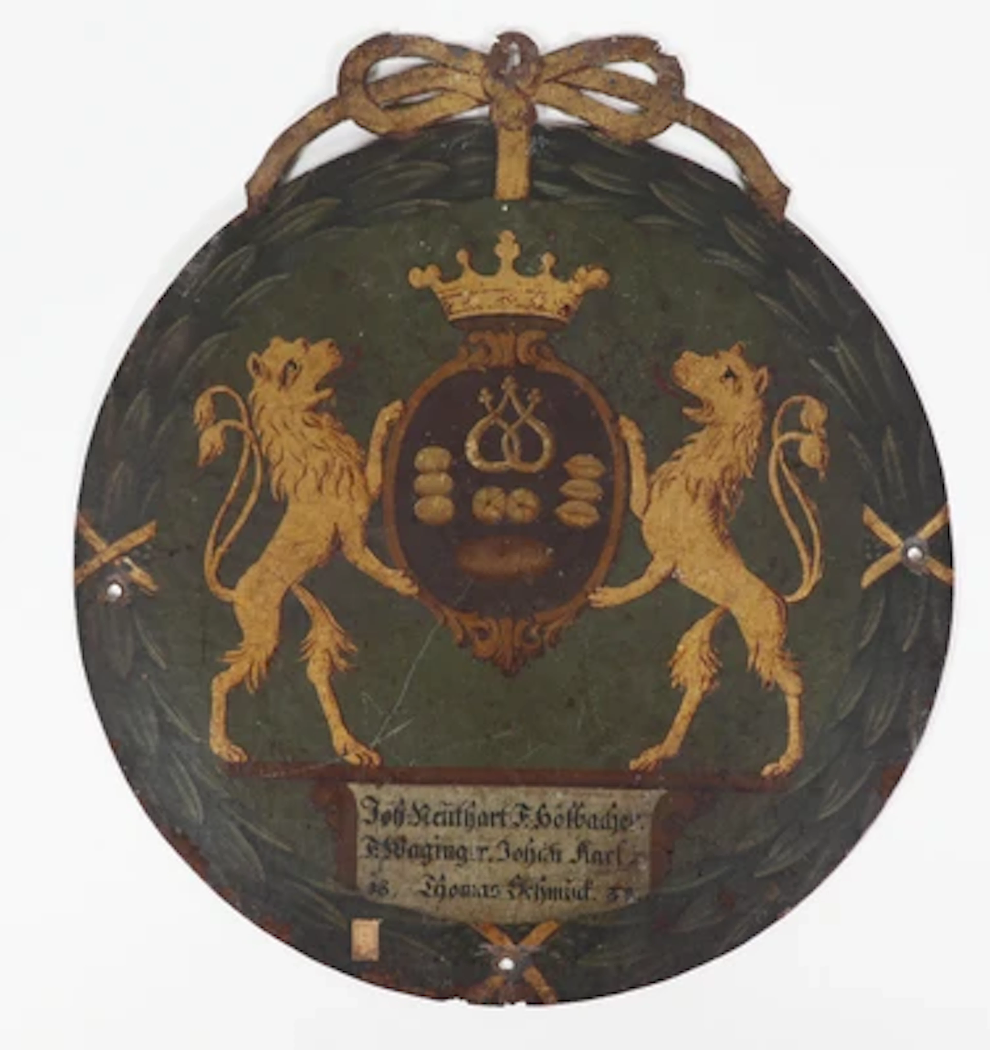 Zunftschild einer Bäckerei und Mühle, datiert 1838