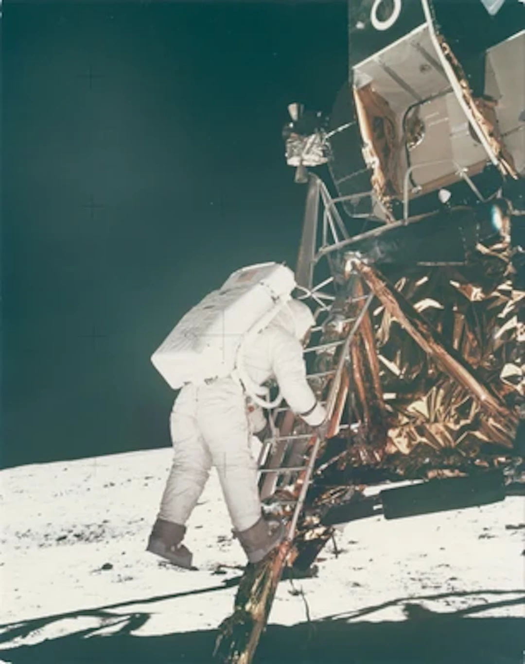 APOLLO 11 - Buzz Aldrin Descends the LM Eagle Ladder