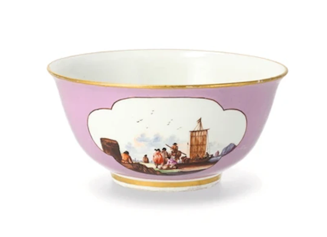 A Large Rinsing Bowl with Purple Ground, Meissen, c. 1740
