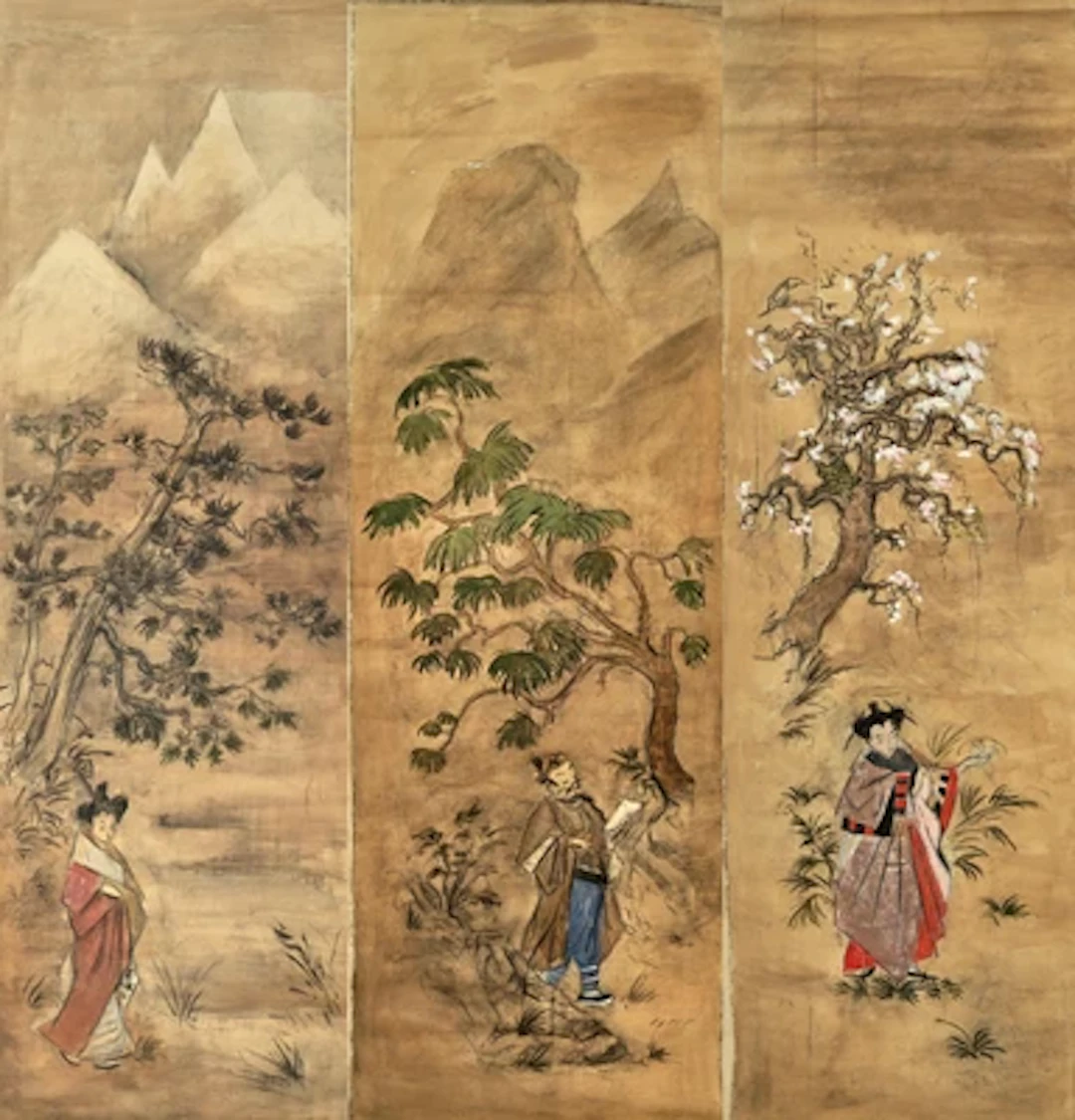 European Artist, 20th Century, Three scetches showing Japanese scenes