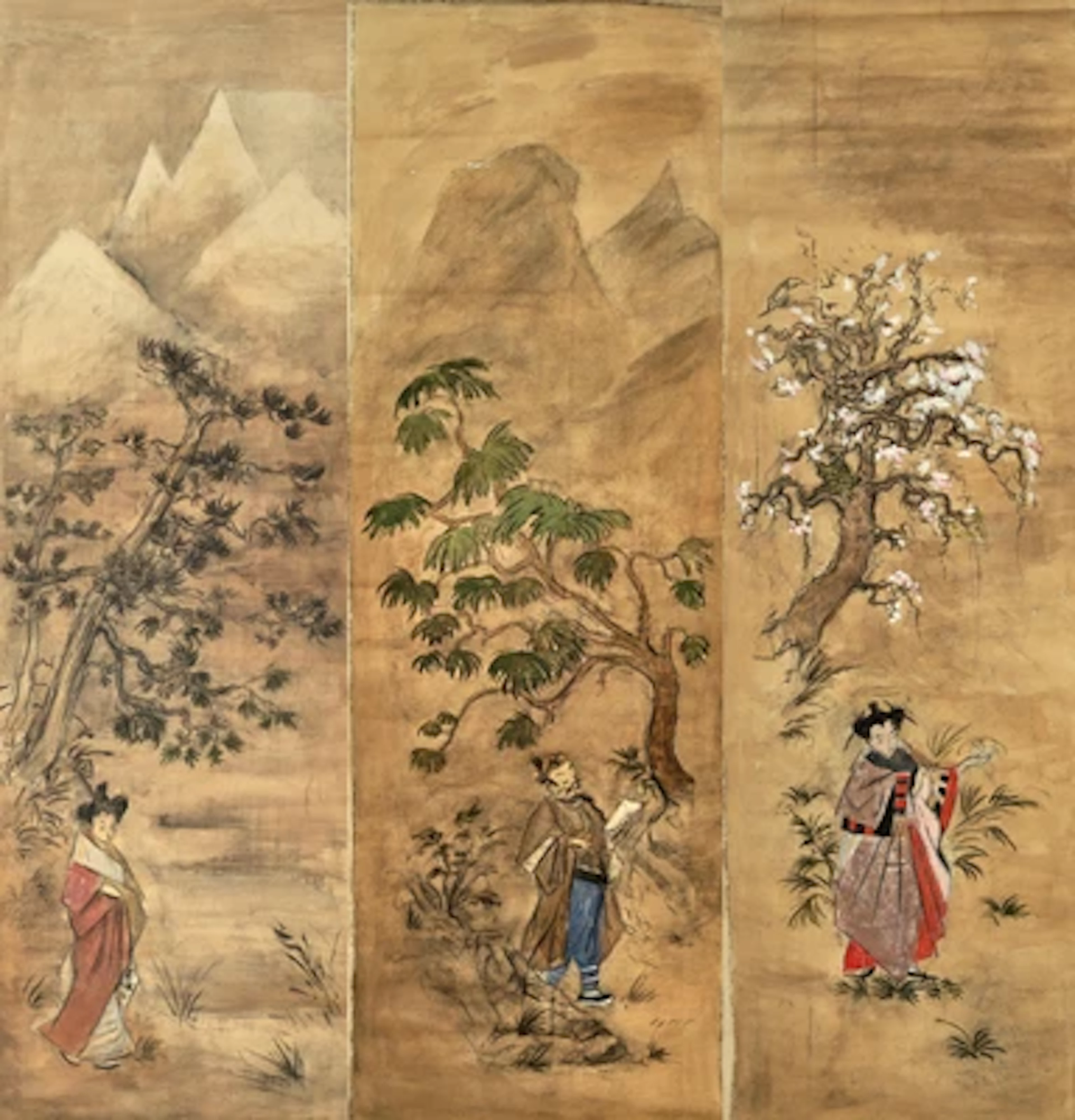 European Artist, 20th Century, Three scetches showing Japanese scenes