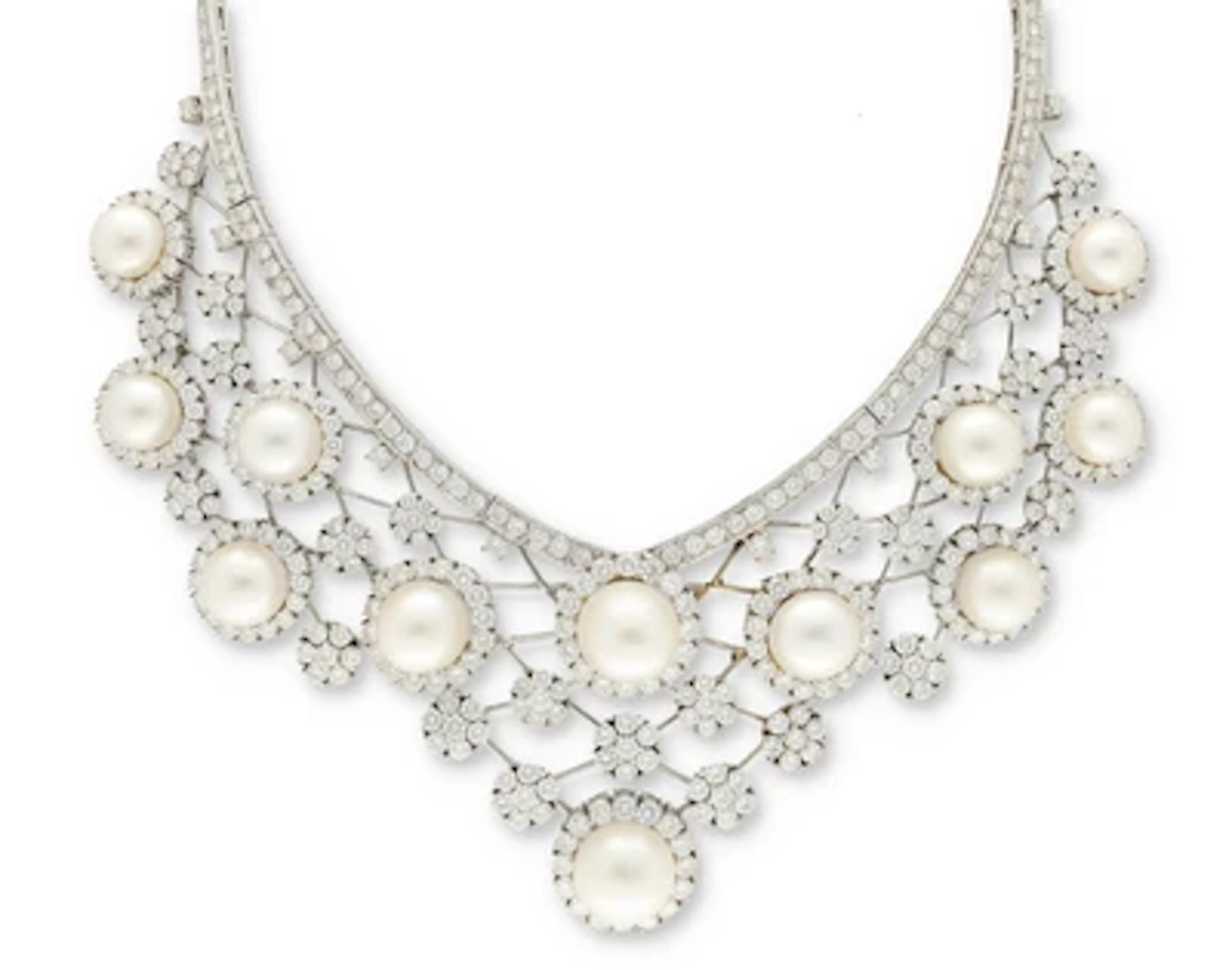 Südseekulturperlen Collier mit Brillanten zus. ca. 38 ct