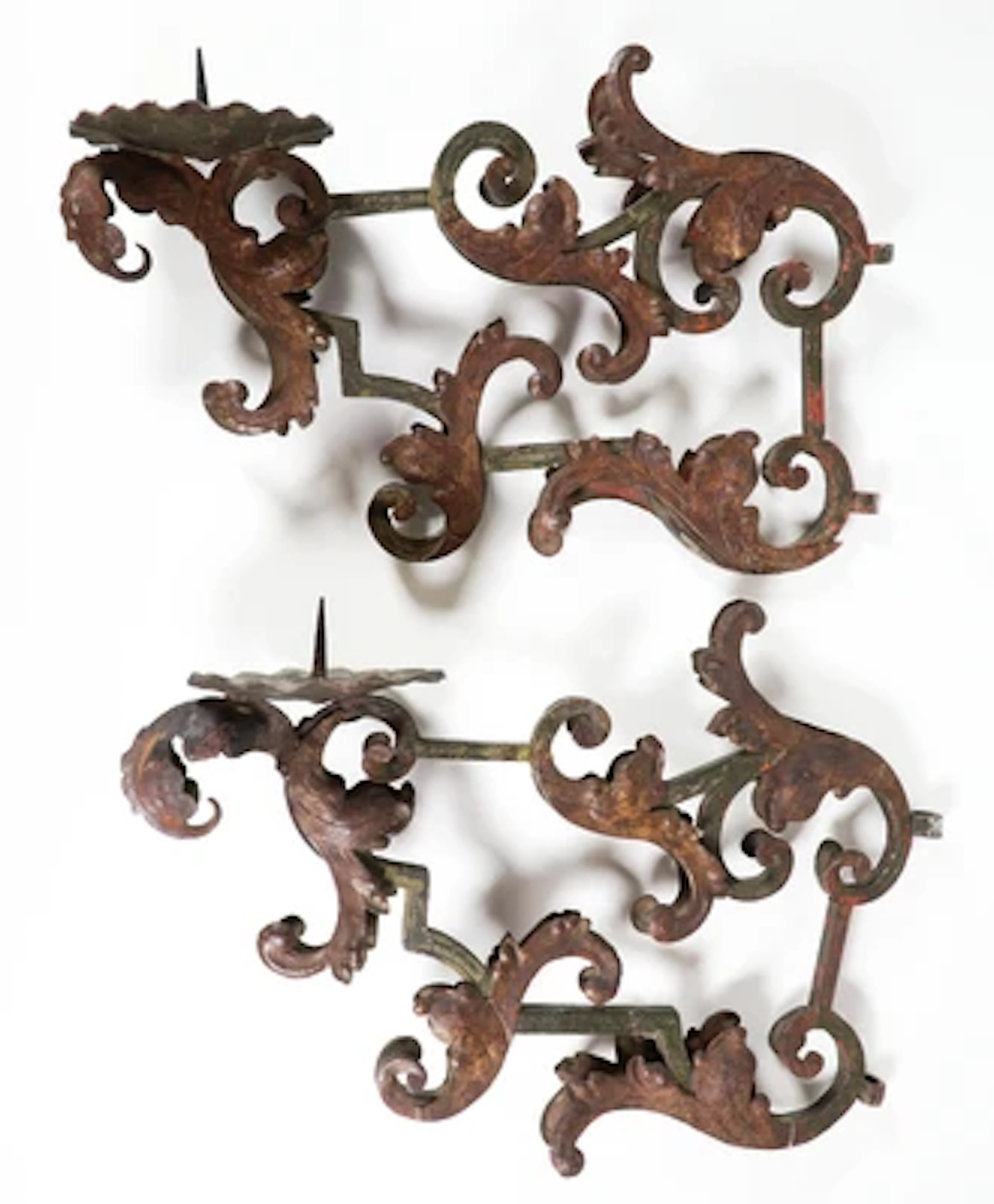 Paar barocke Ausleger-Wandkerzenleuchter, ursprünglich um 1700