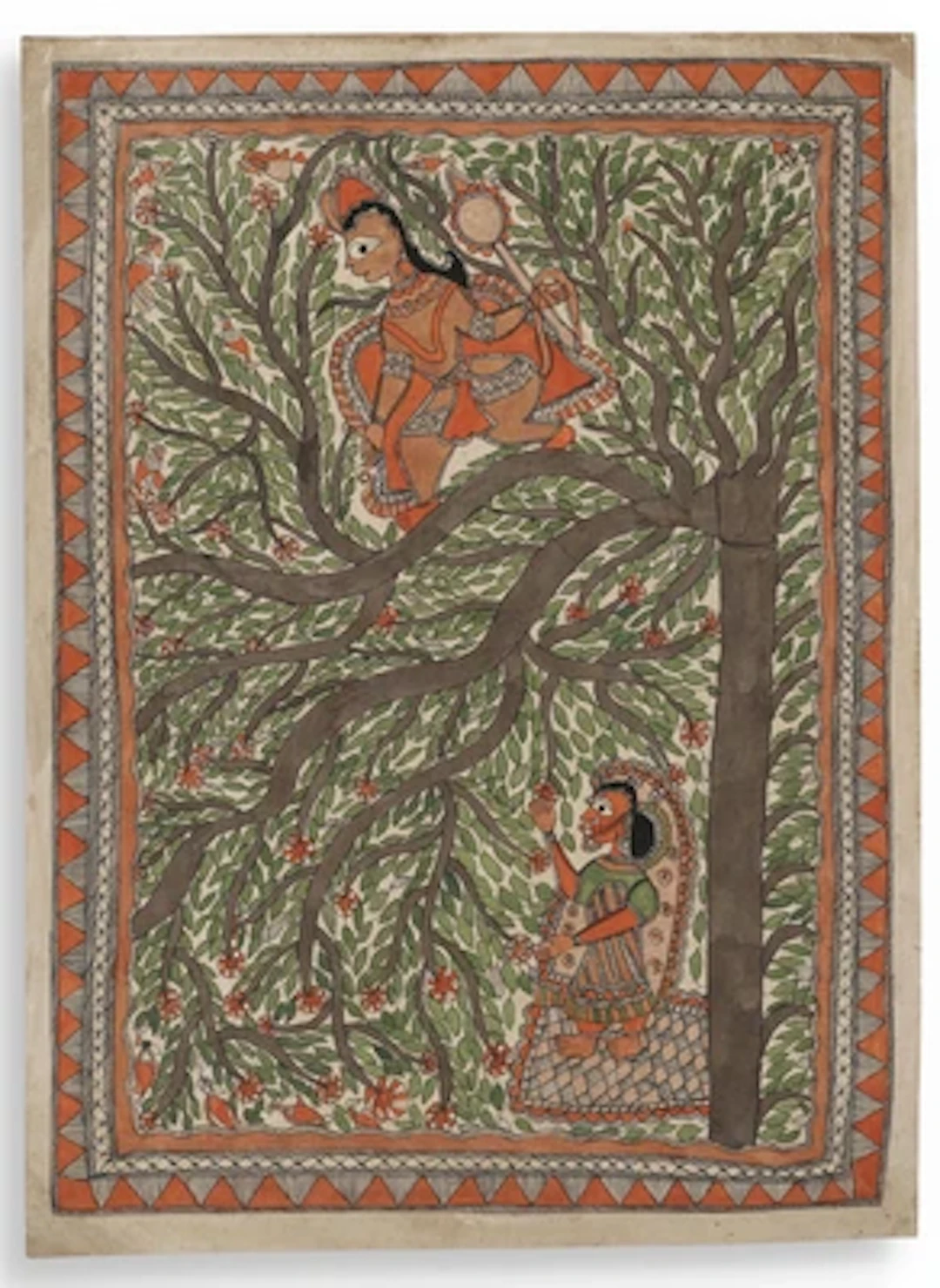 Madhubani, India, Nepal, 20th Century ,"Krishna and Radha"