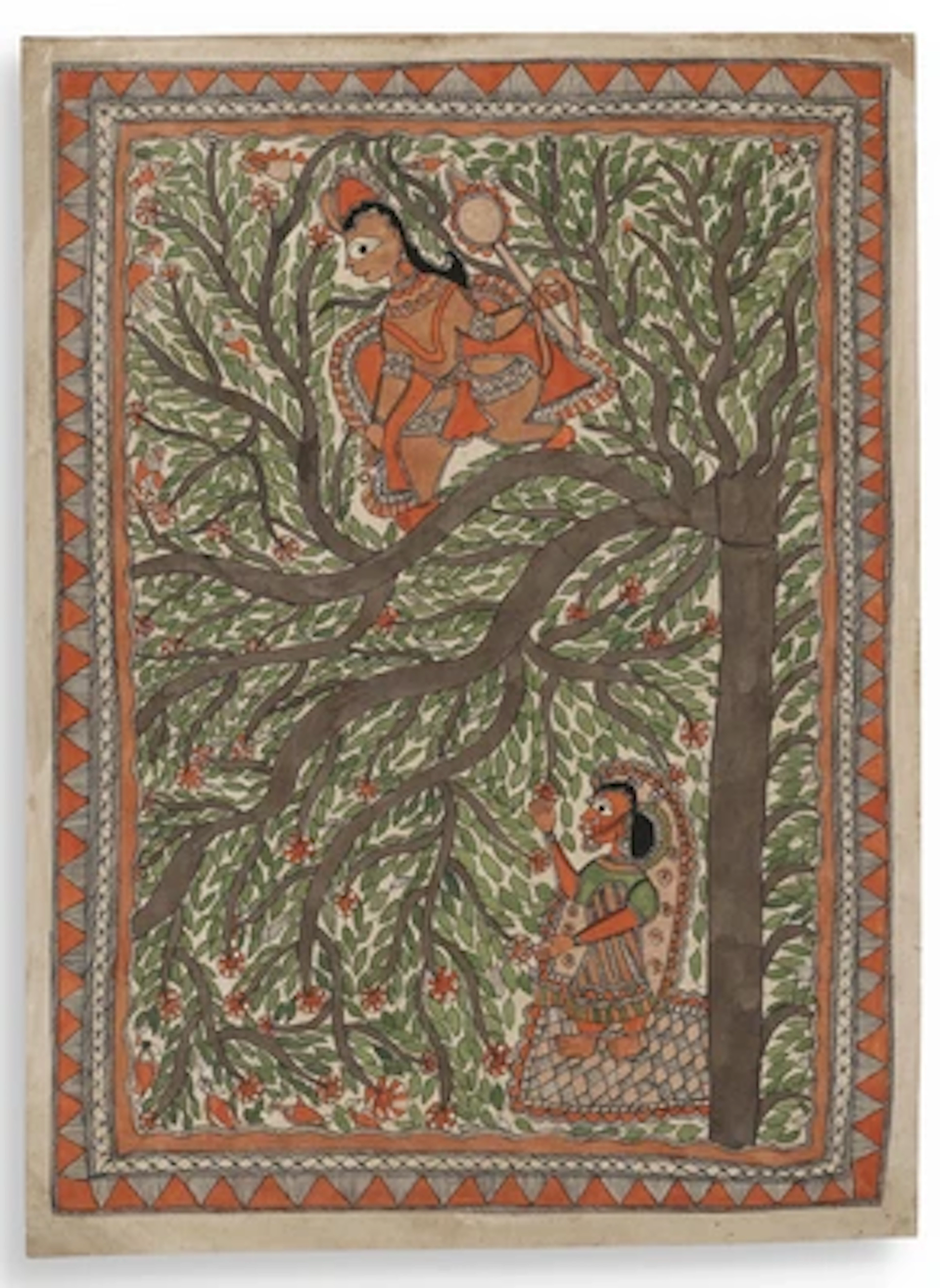 Madhubani, India, Nepal, 20th Century ,"Krishna and Radha"