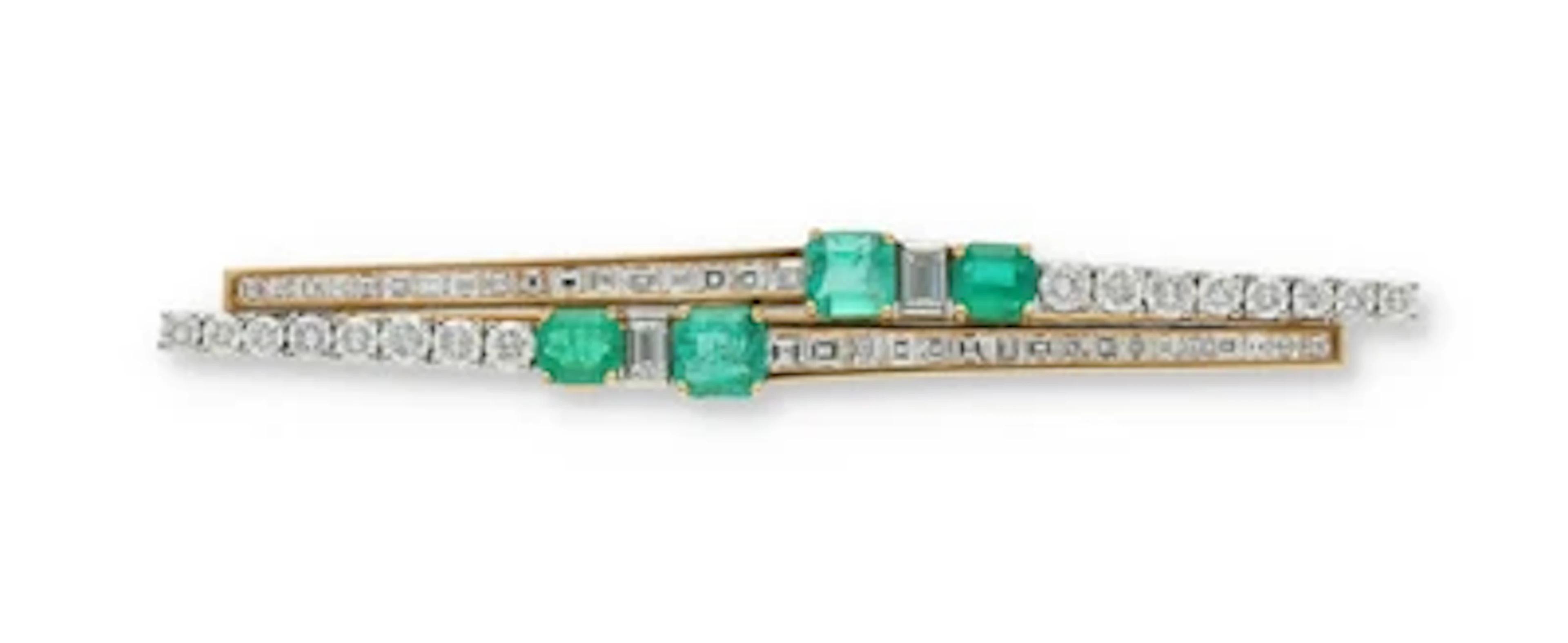Diamant Smaragdbrosche