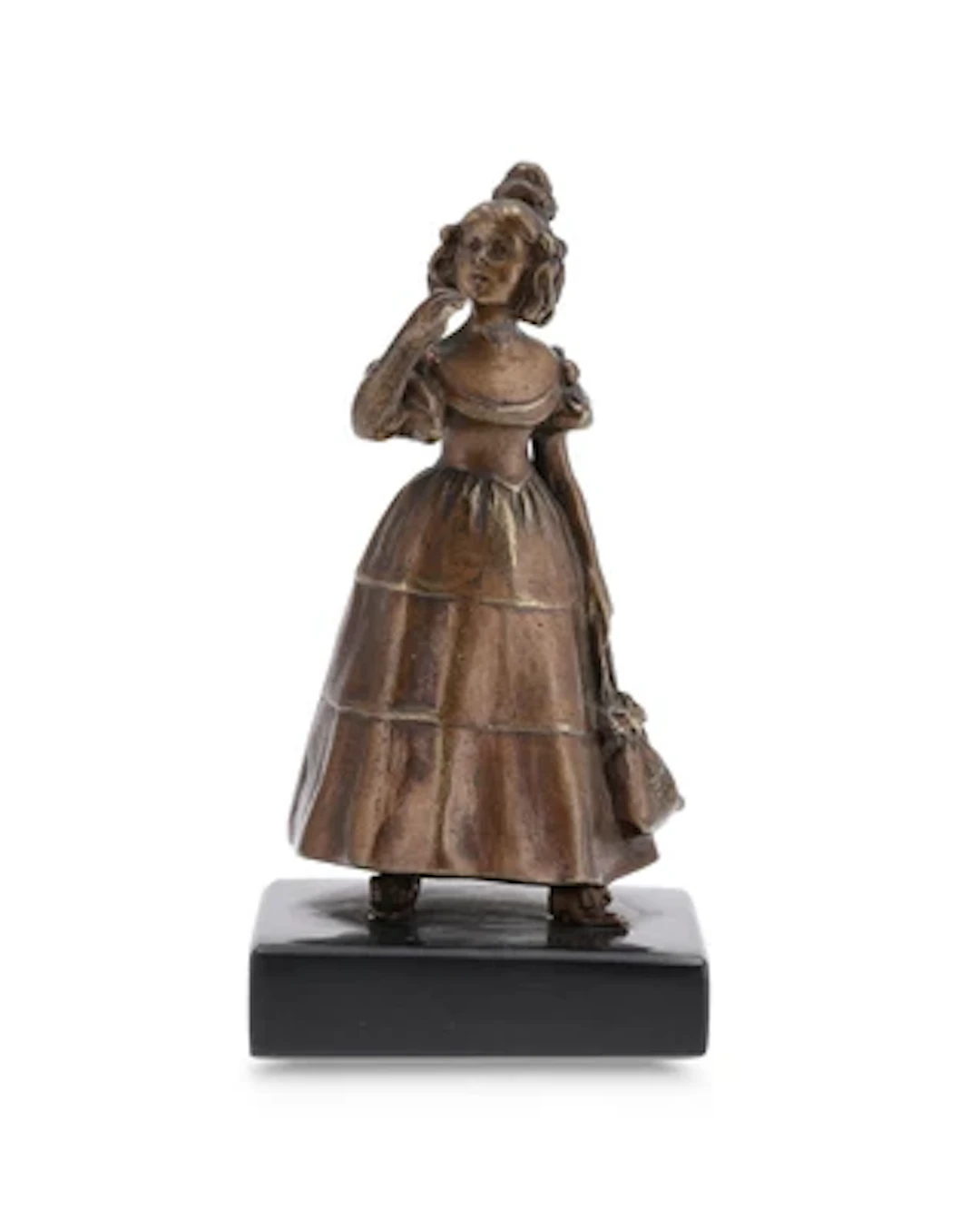 A bronze girl in a crinoline dress, c. 1900/15