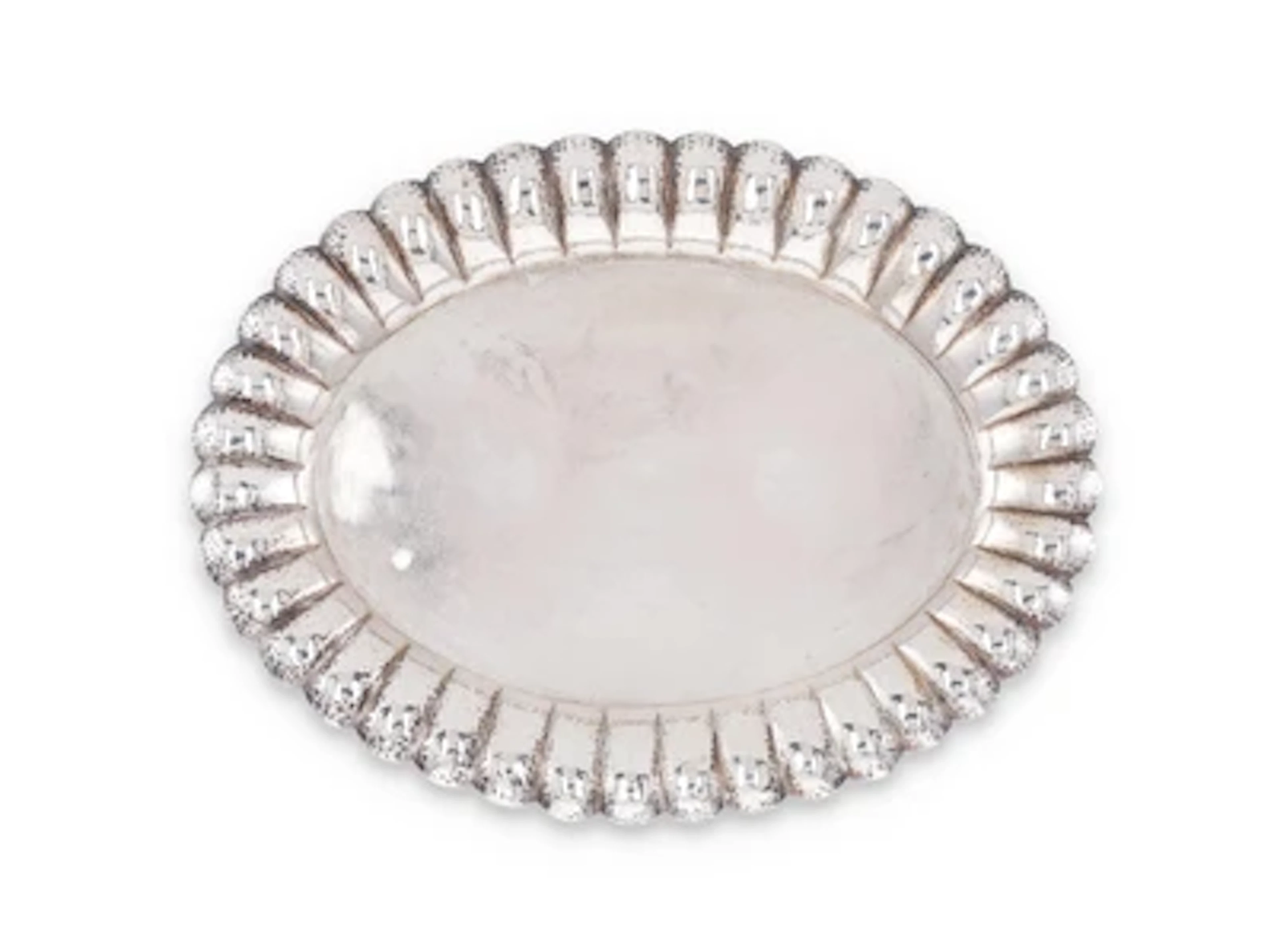 An oval silver tray with hammered decoration, Alexander Sturm, Vienna
