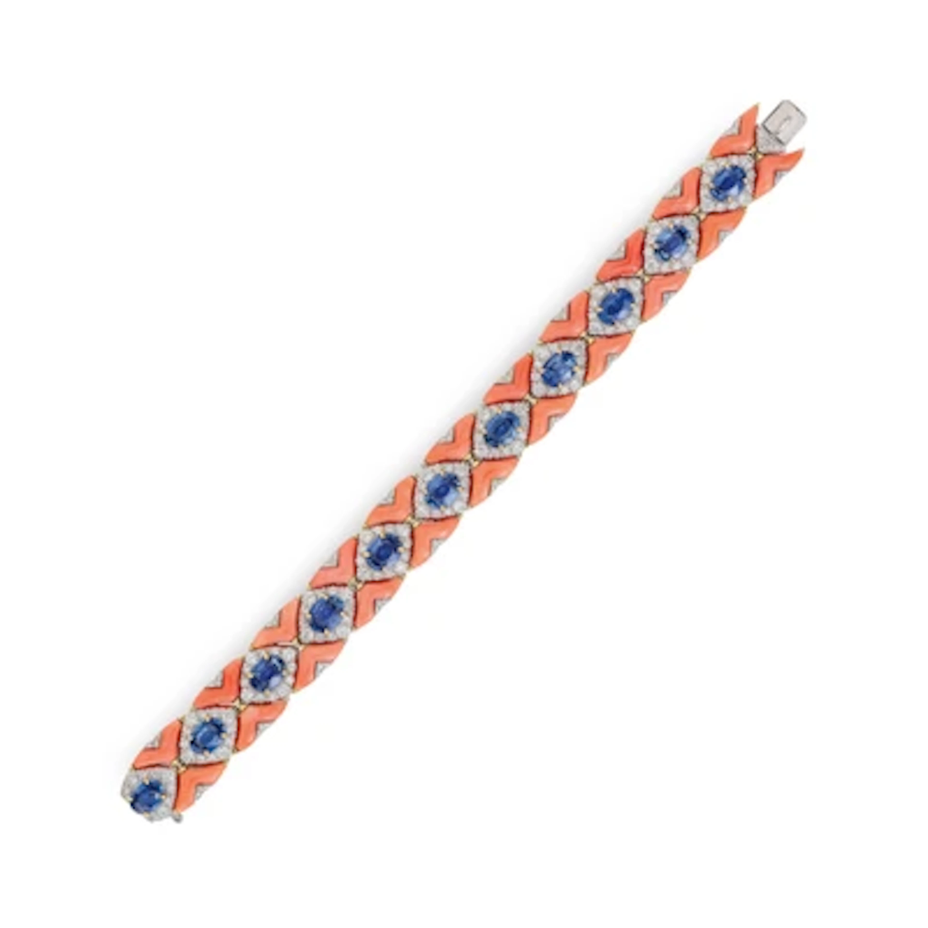 Korallen Saphir Brillant Armband