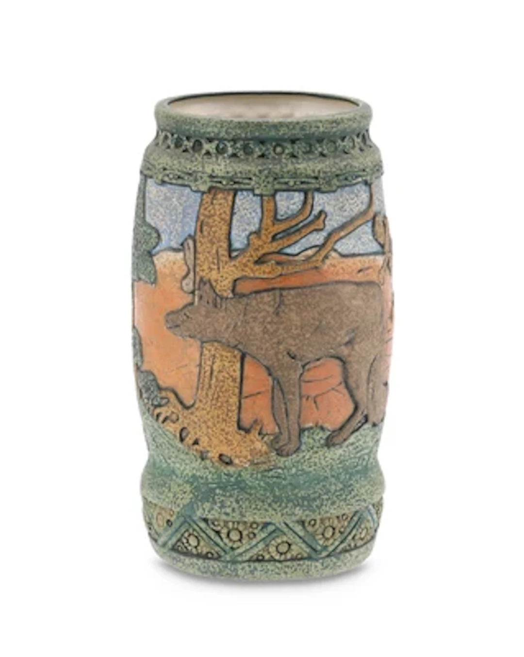 A vase with animals and woodland landscape, Amphora Werke Riessner