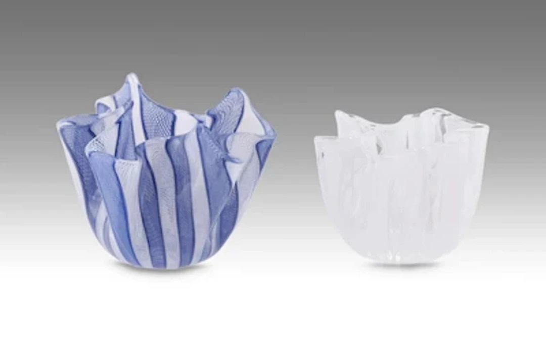 Two 'Fazzoletto' vases, Venini, Murano