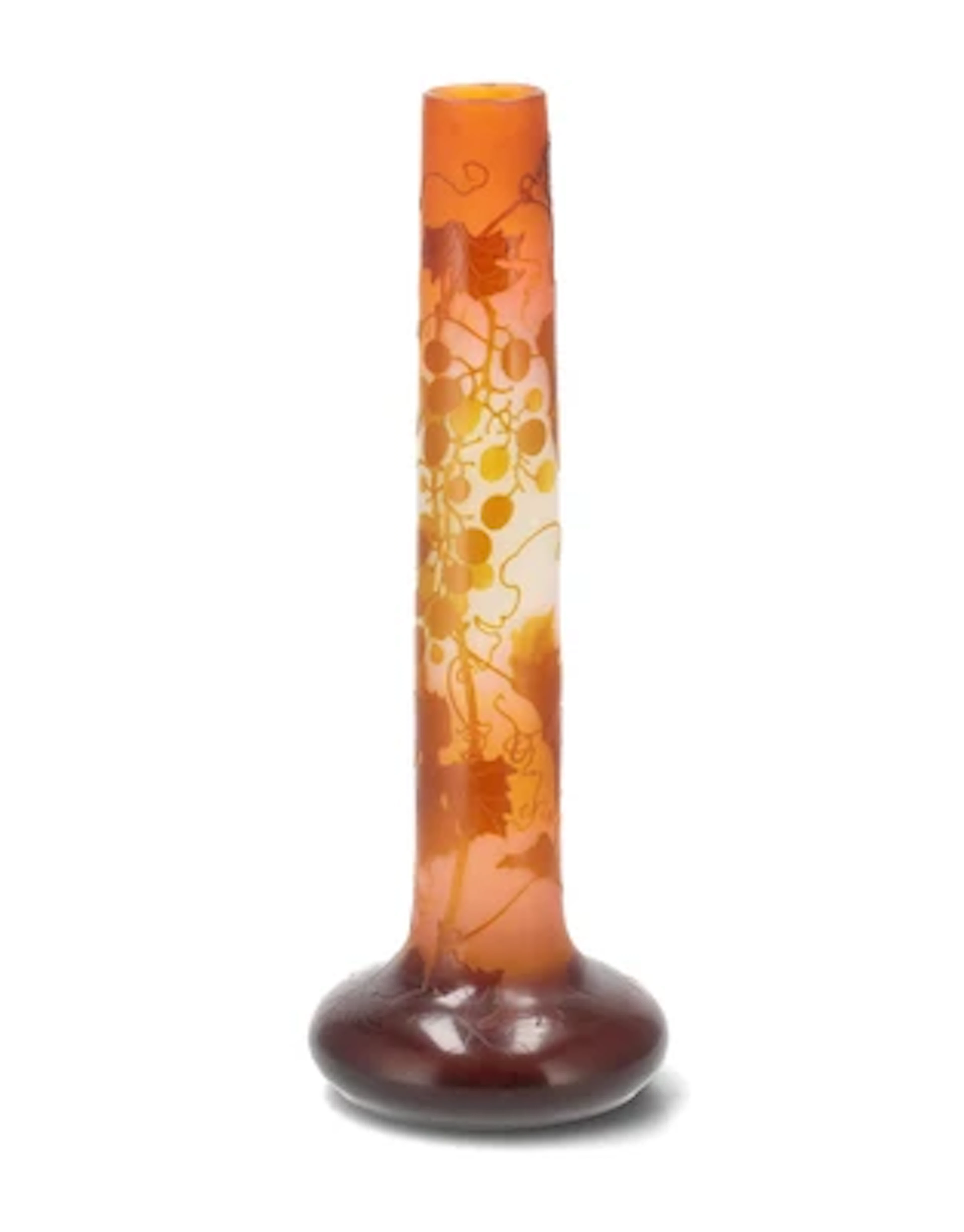 A tall vase with grapes and vine leaves, Emile Gallé, Nancy, c. 1920