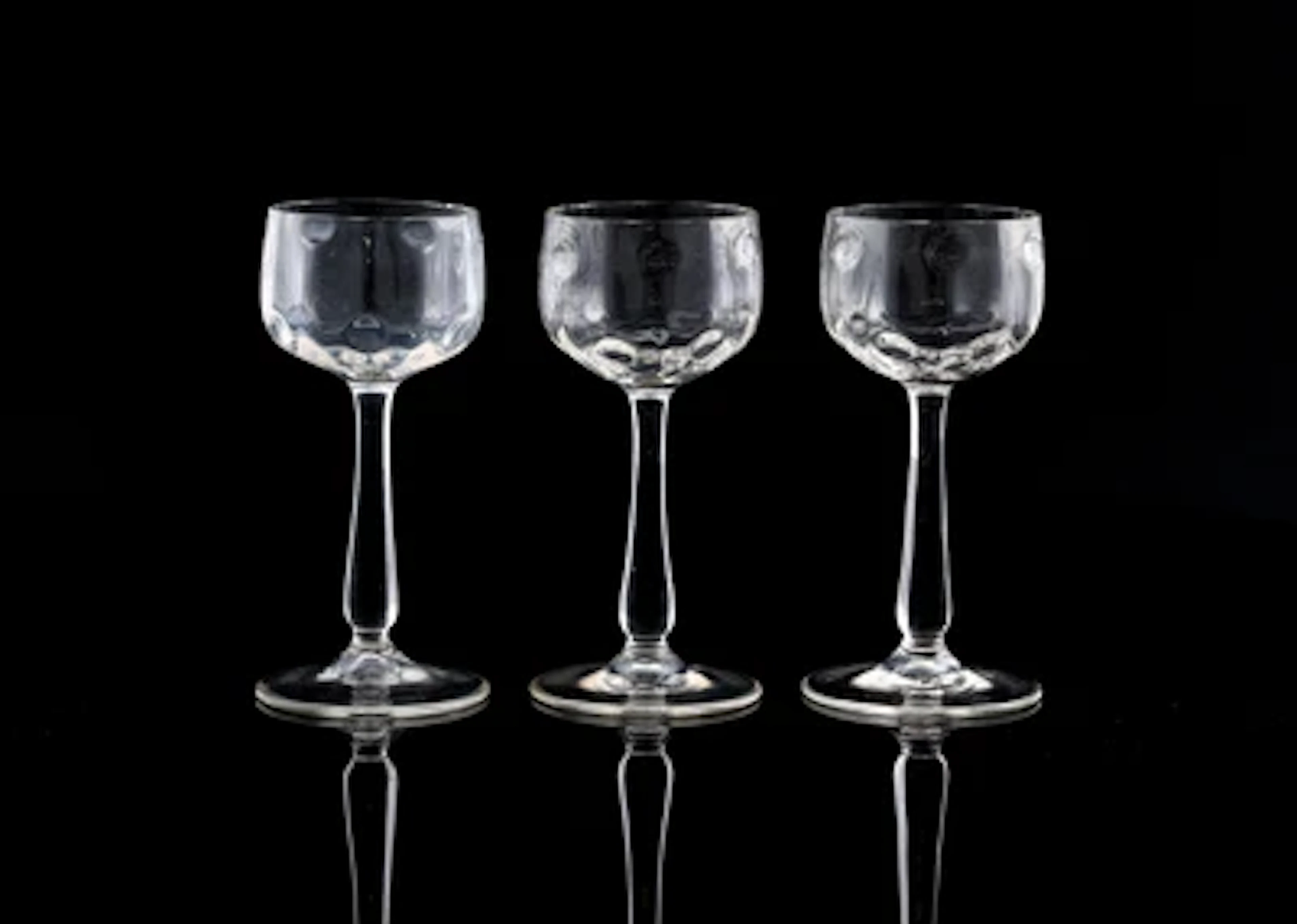 Three wine glasses, designed by Josef Maria Olbrich in 1900, executed