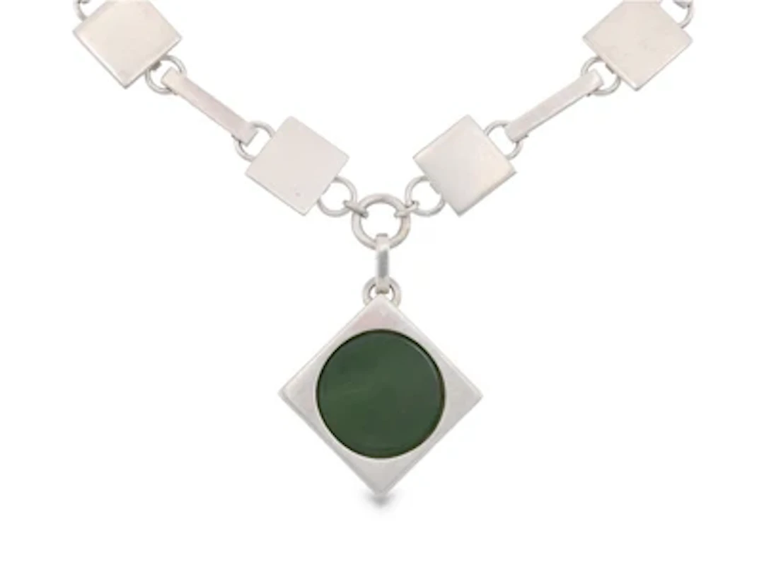 A silver necklace with jade, Vienna, after May 1922