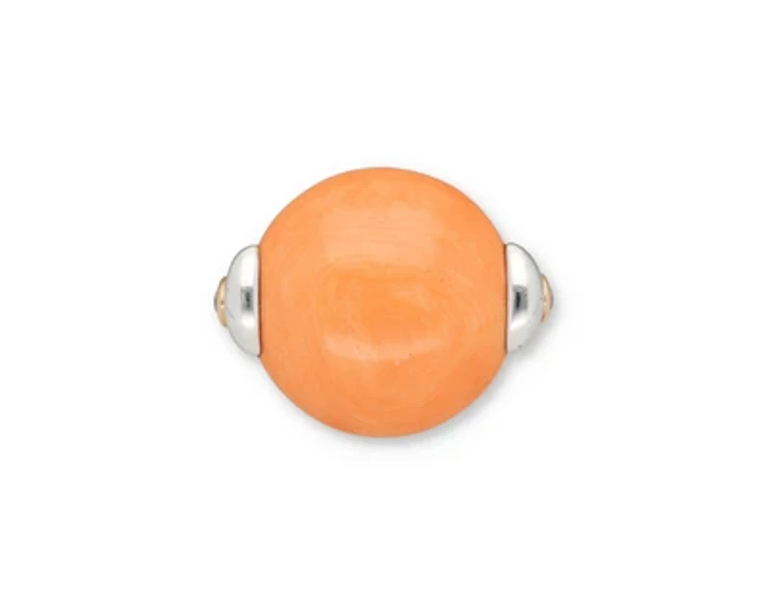 Sillam Ring mit Koralle u. pinkfärbigen Saphiren