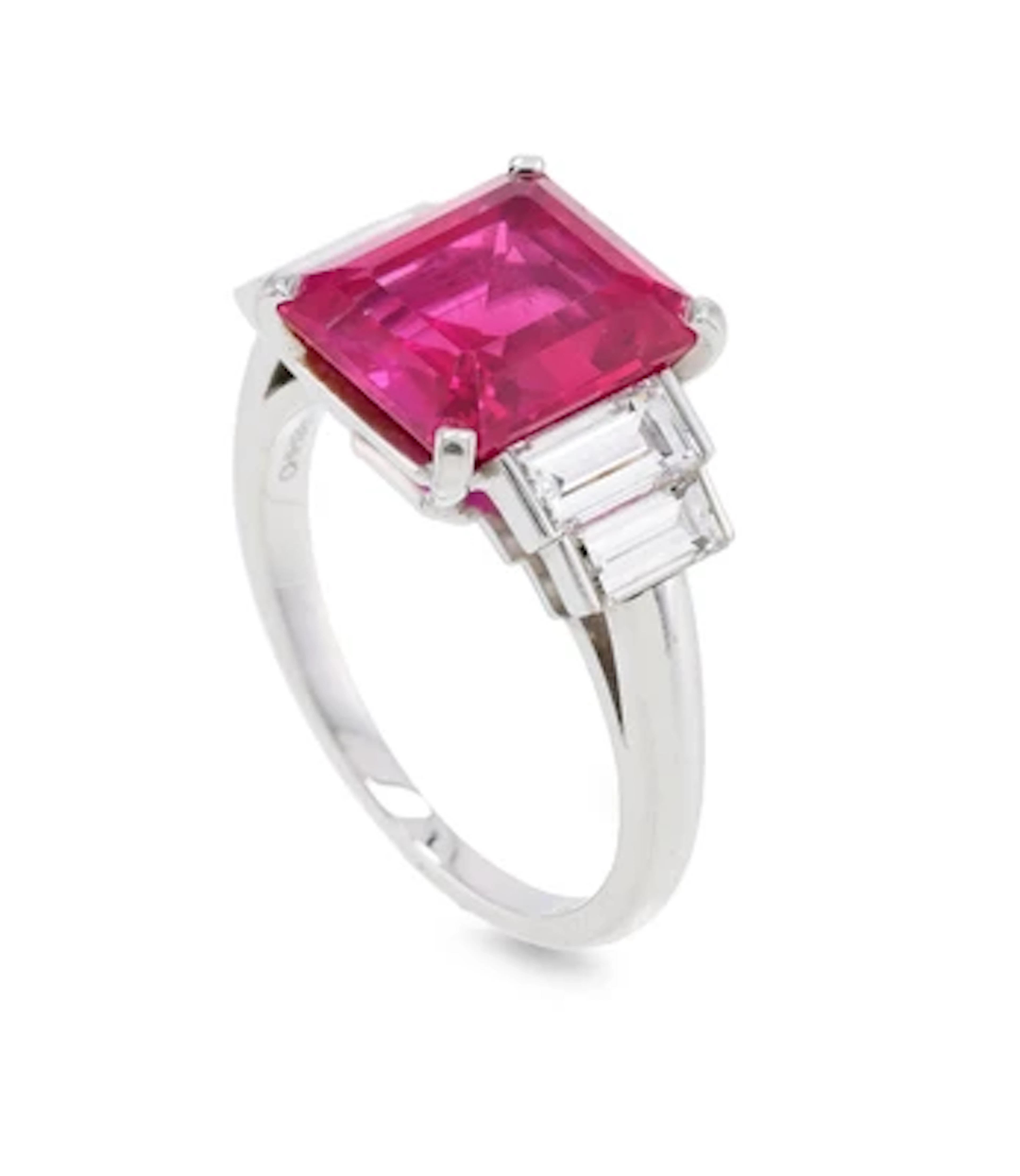 Cartier diamond ring with untreated Vietnamese ruby 5.50 ct