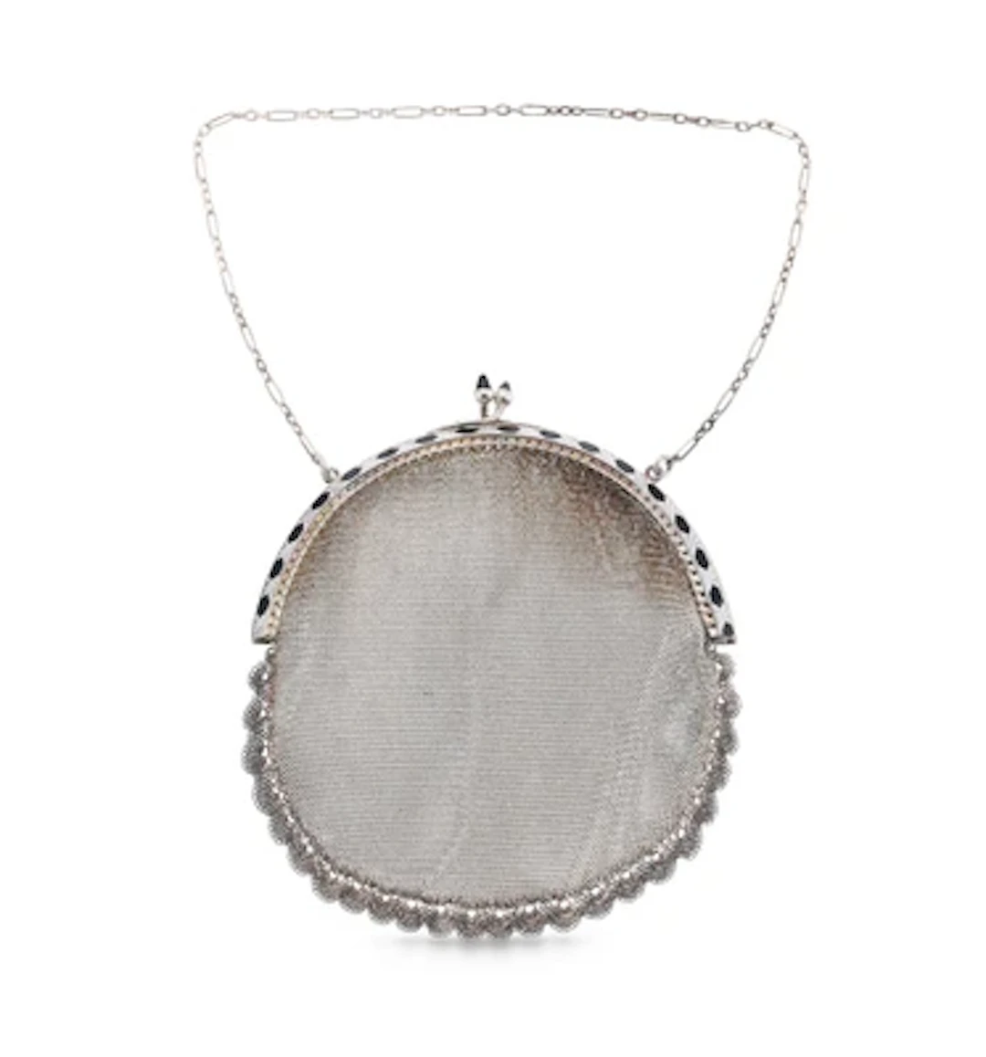 An Art Deco evening bag with enamelled silver mount and onyx, c. 1920
