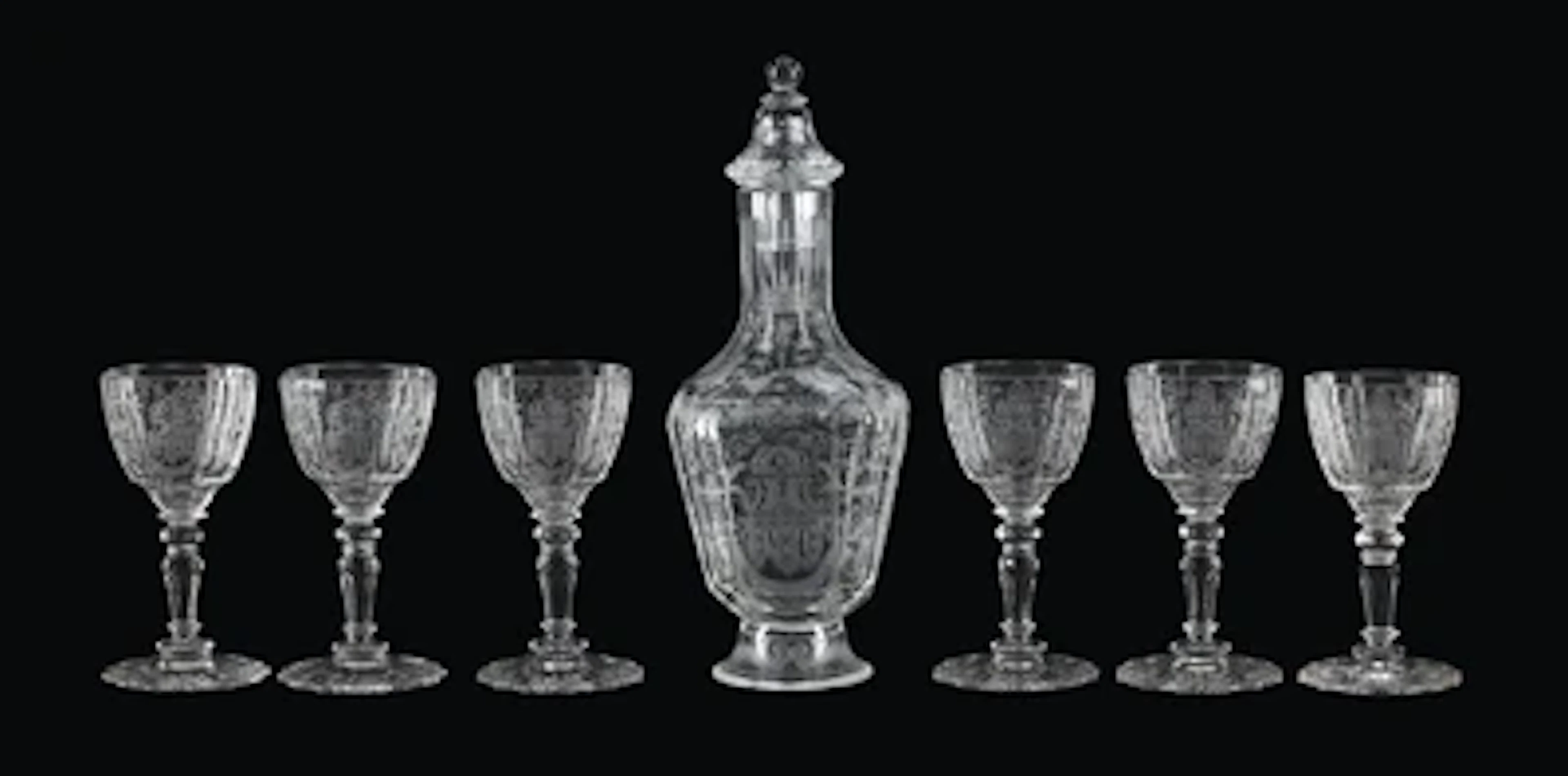 Sechs Likör- oder Schnapsgläser, 1 Karaffe, TS 206 Maria Theresia, J. & L. Lobmeyr, Wien