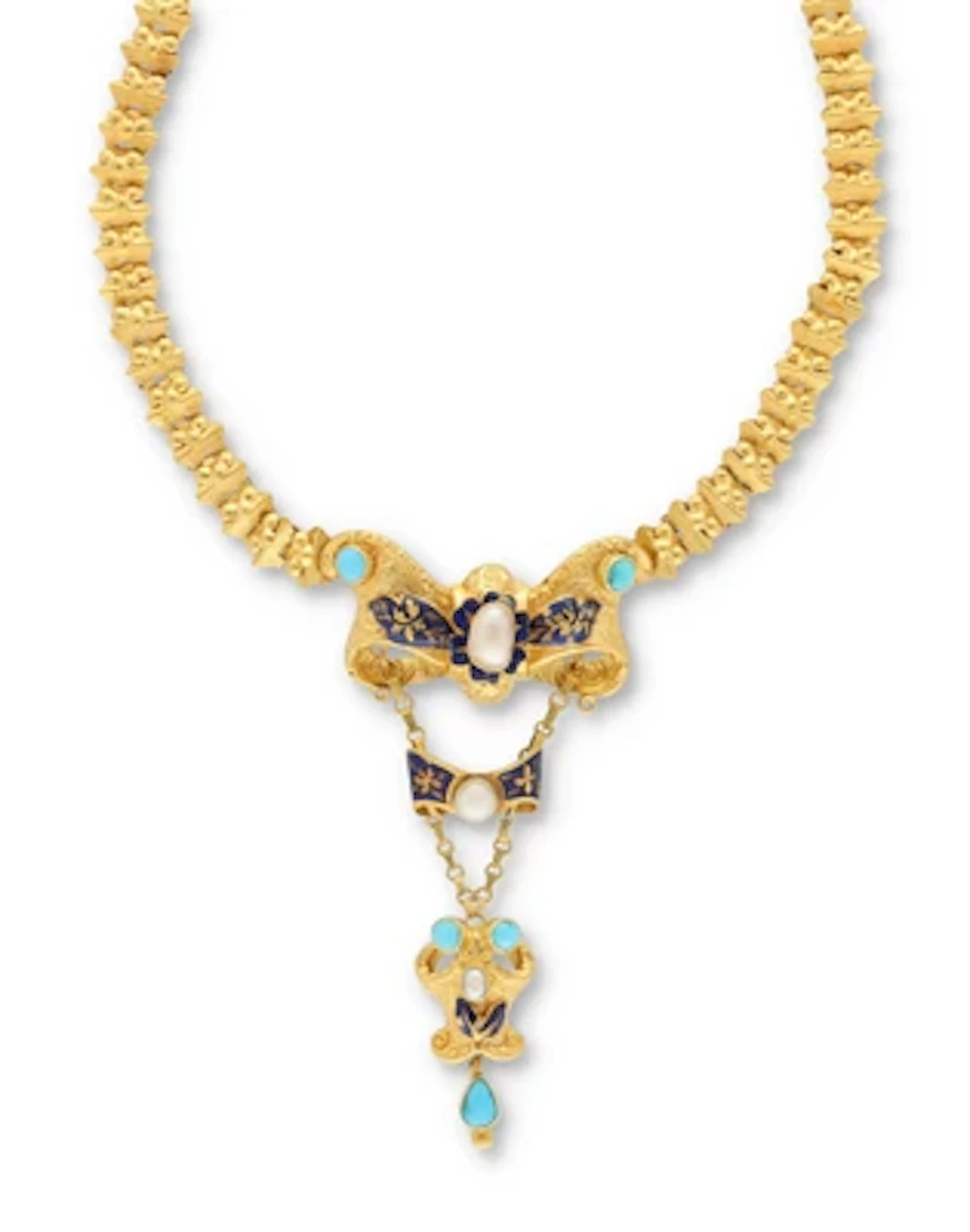 Halbperlen Collier mit behandelten Türkisen