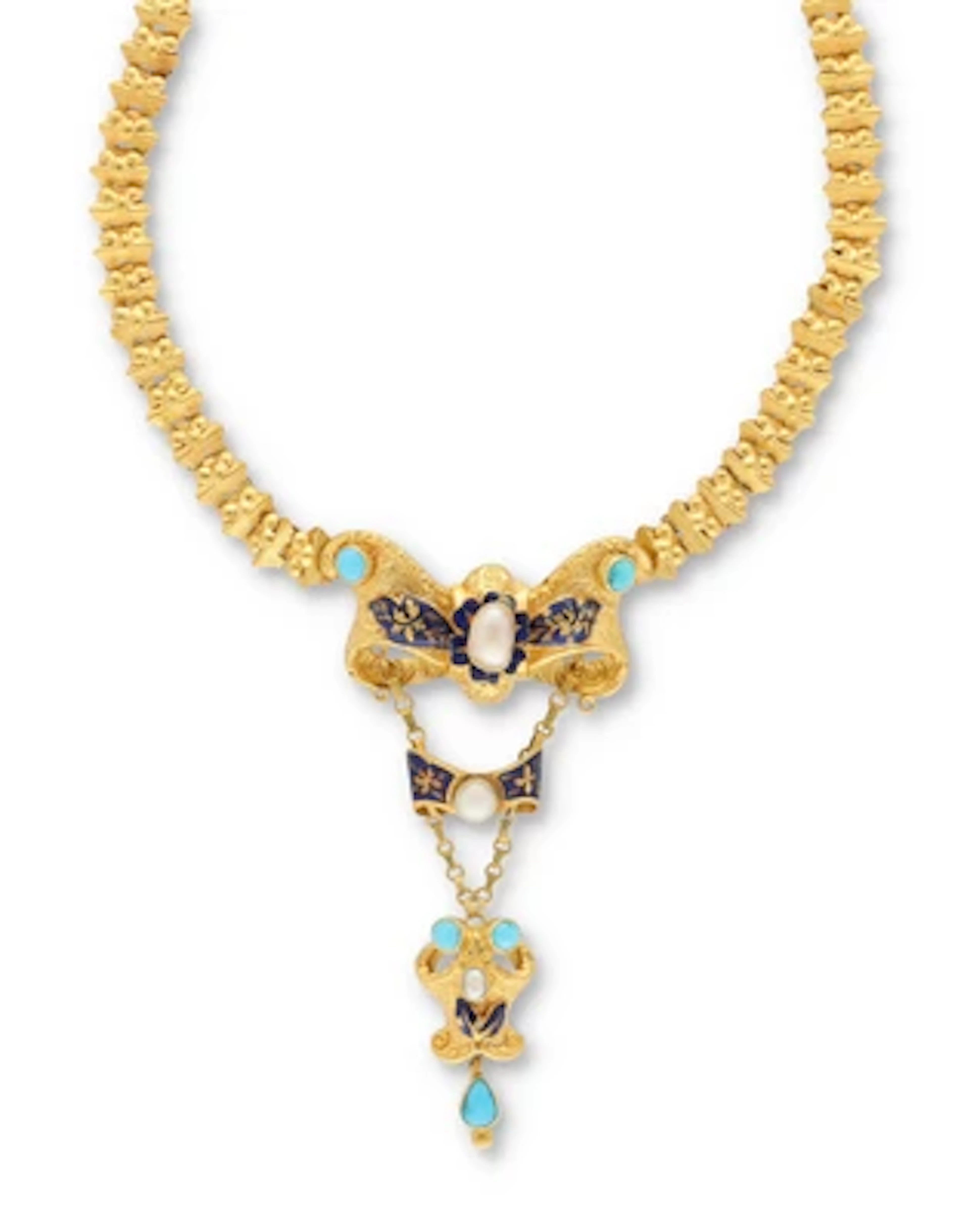 Halbperlen Collier mit behandelten Türkisen