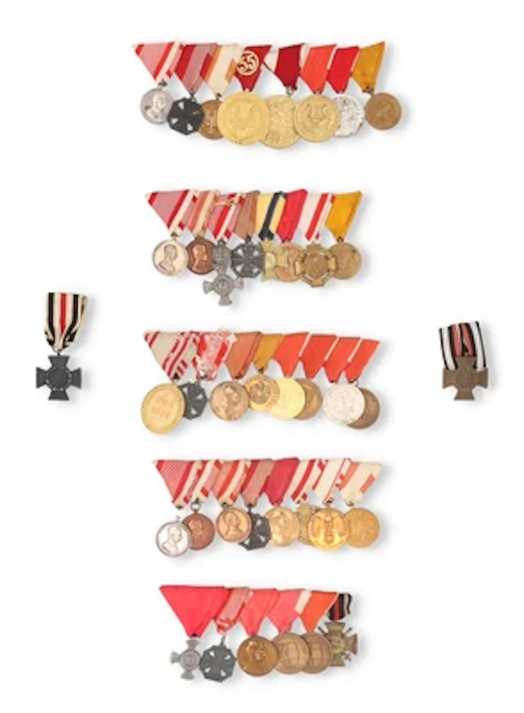K. u. k. Armee, 1. und 2. Republik - Konvolut von 5 Ordensspangen
