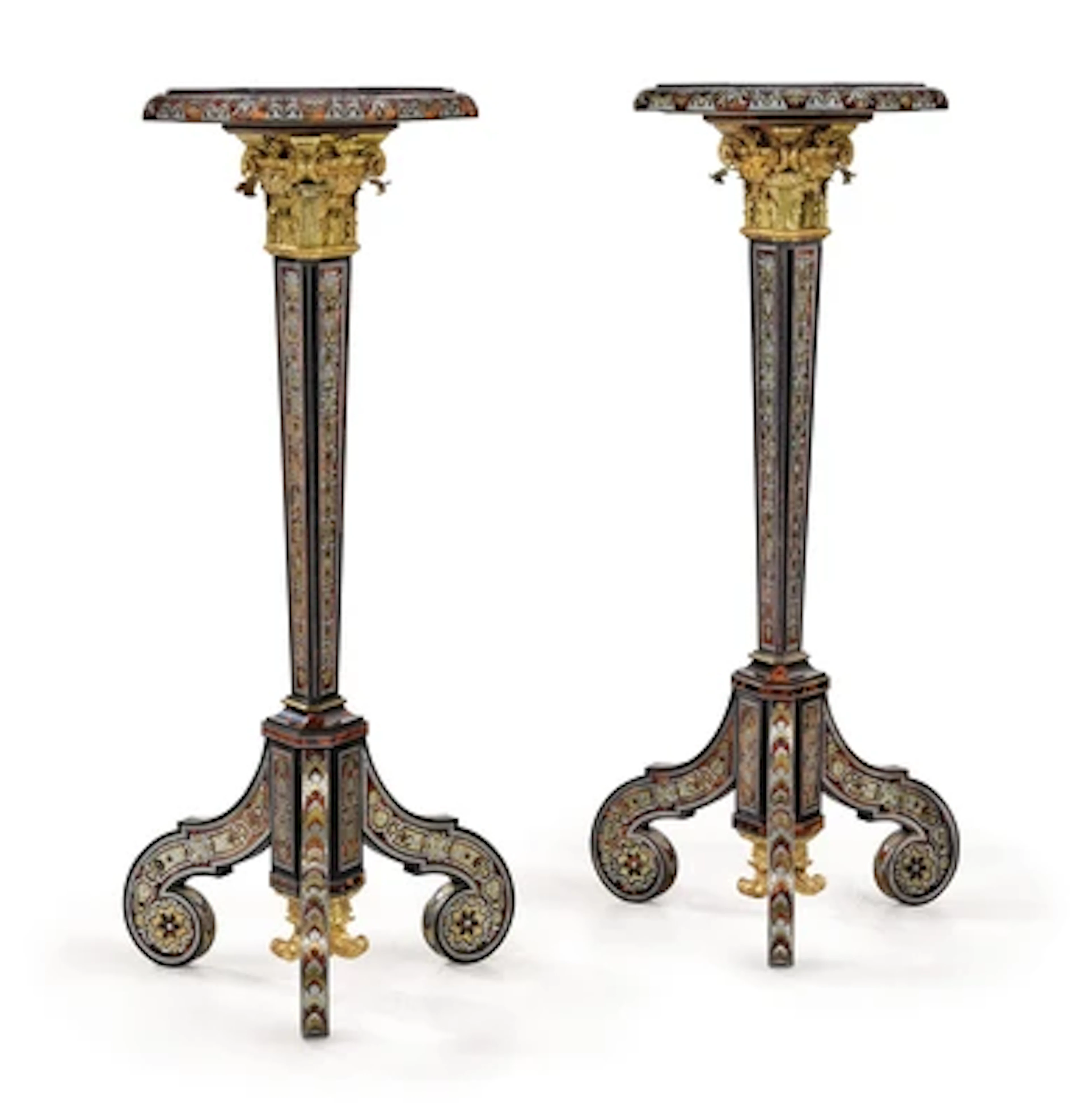 A museum-quality pair of guéridons or torchères (candelabra)